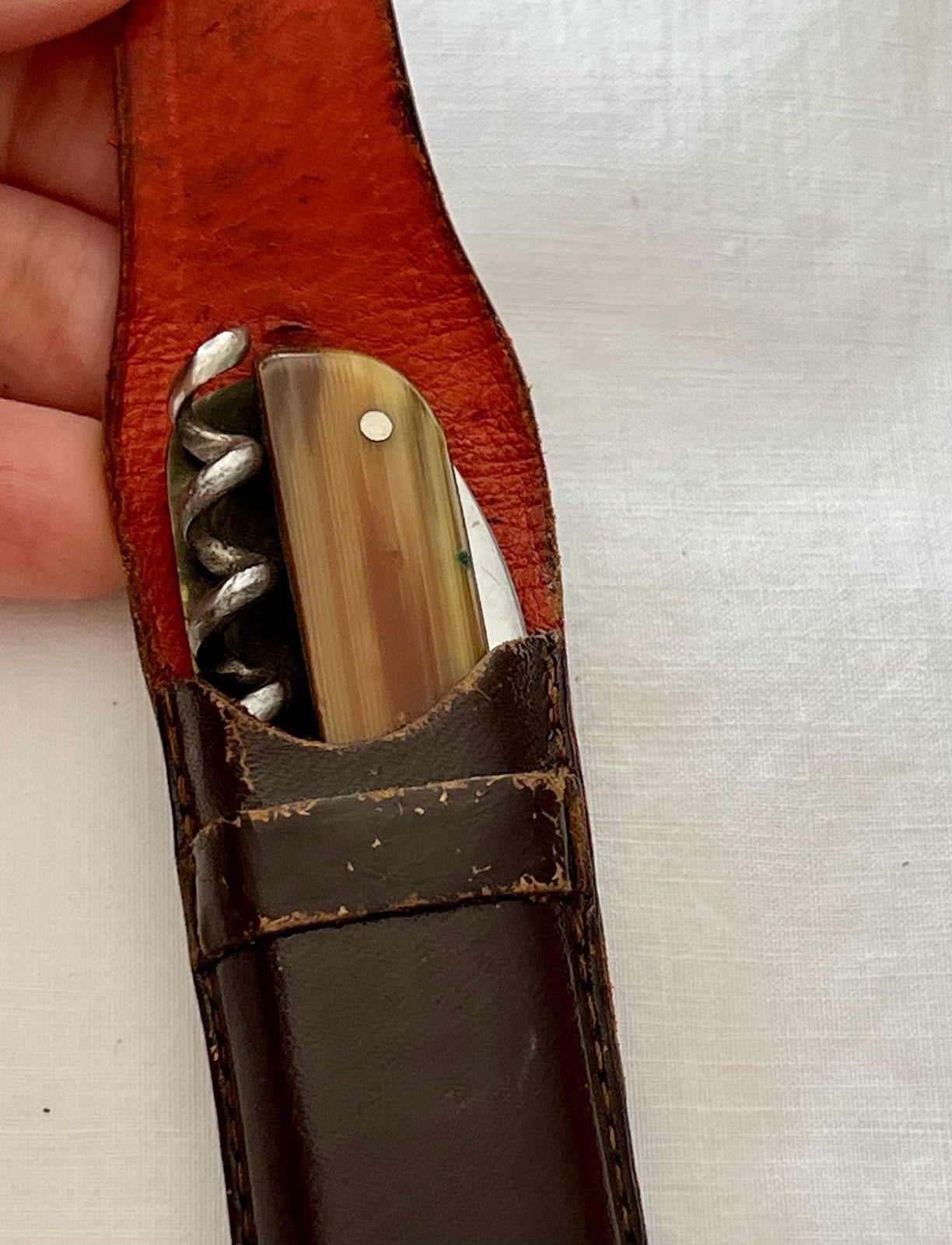 Antik Vintage Taschenmesser Klappmesser Jagdmesser Max Flus Remscheid Lederetui