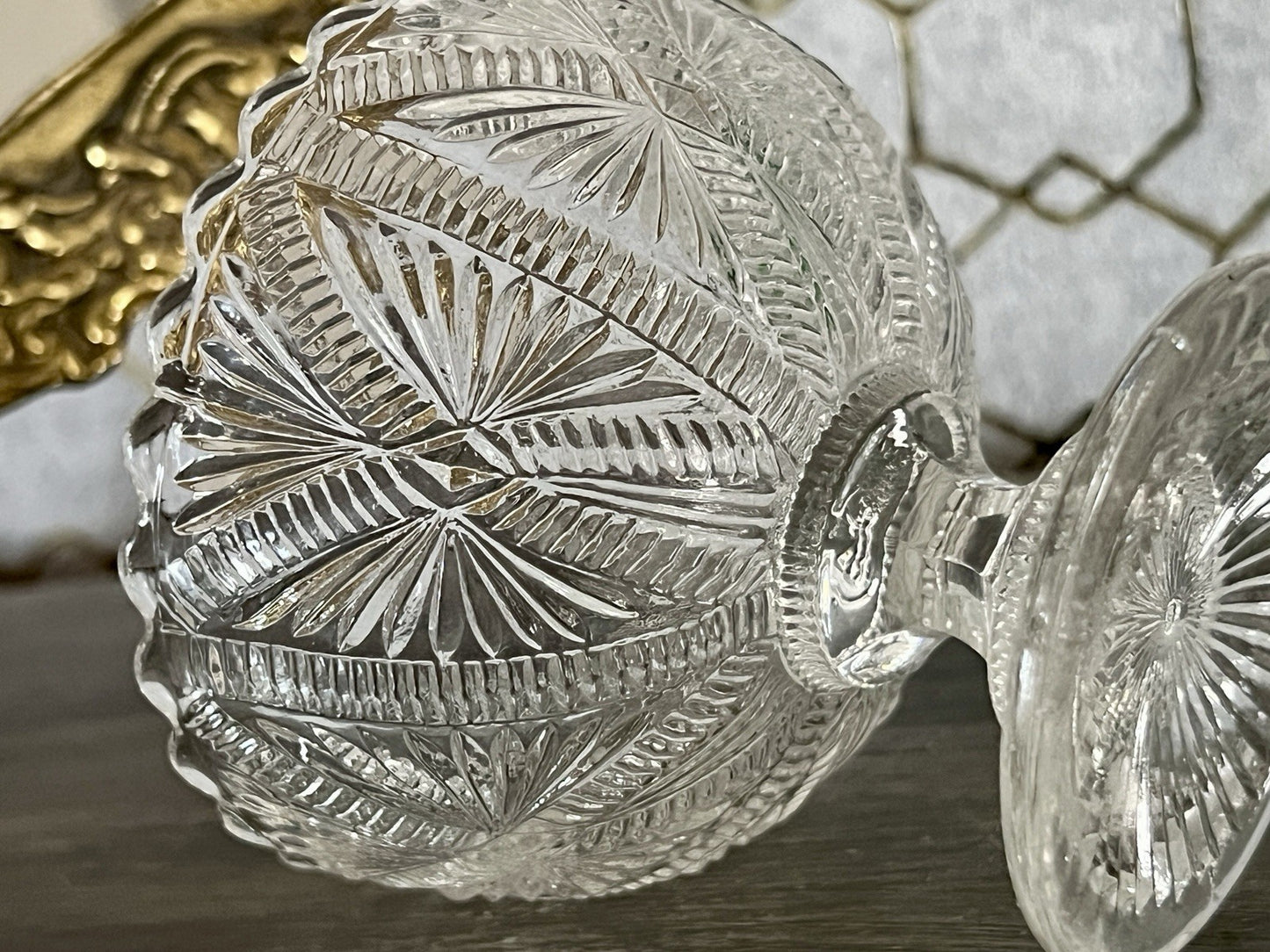 Antik Jugendstil  Pressglas Glas Fußschale Schale Zuckerschale Villeroy&Boch