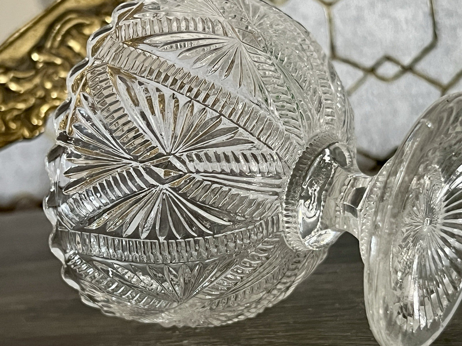 Antik Jugendstil  Pressglas Glas Fußschale Schale Zuckerschale Villeroy&Boch