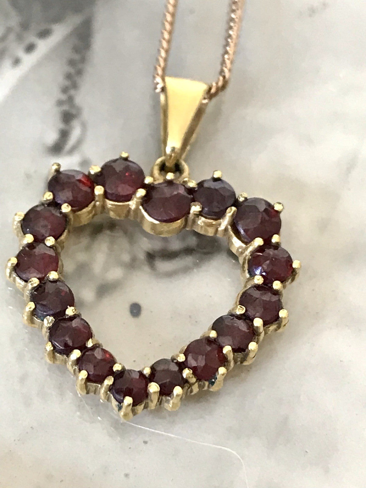 Antik Herz Anhänger 250er Gold Normgold Granate Granatschmuck Kettenanhänger