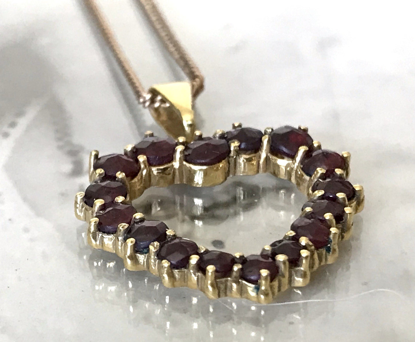 Antik Herz Anhänger 250er Gold Normgold Granate Granatschmuck Kettenanhänger
