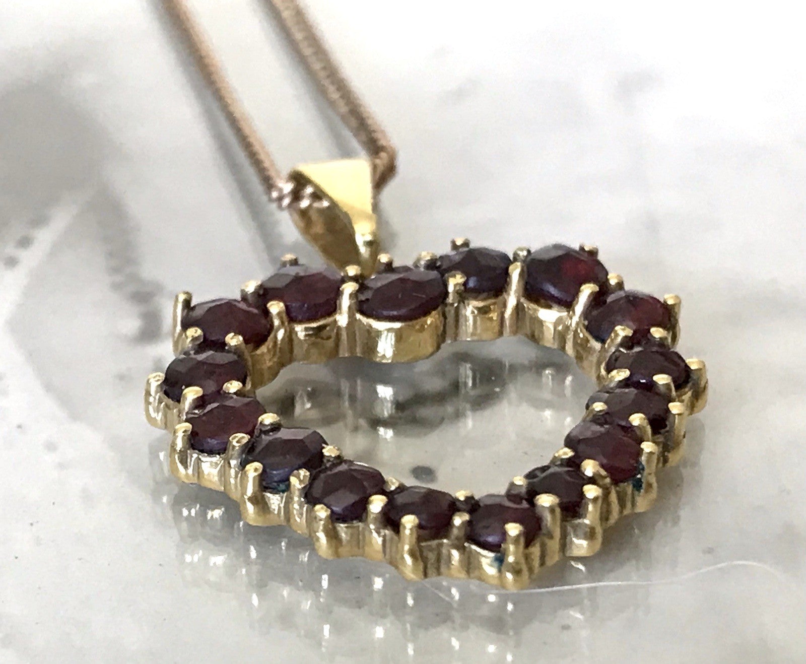 Antik Herz Anhänger 250er Gold Normgold Granate Granatschmuck Kettenanhänger