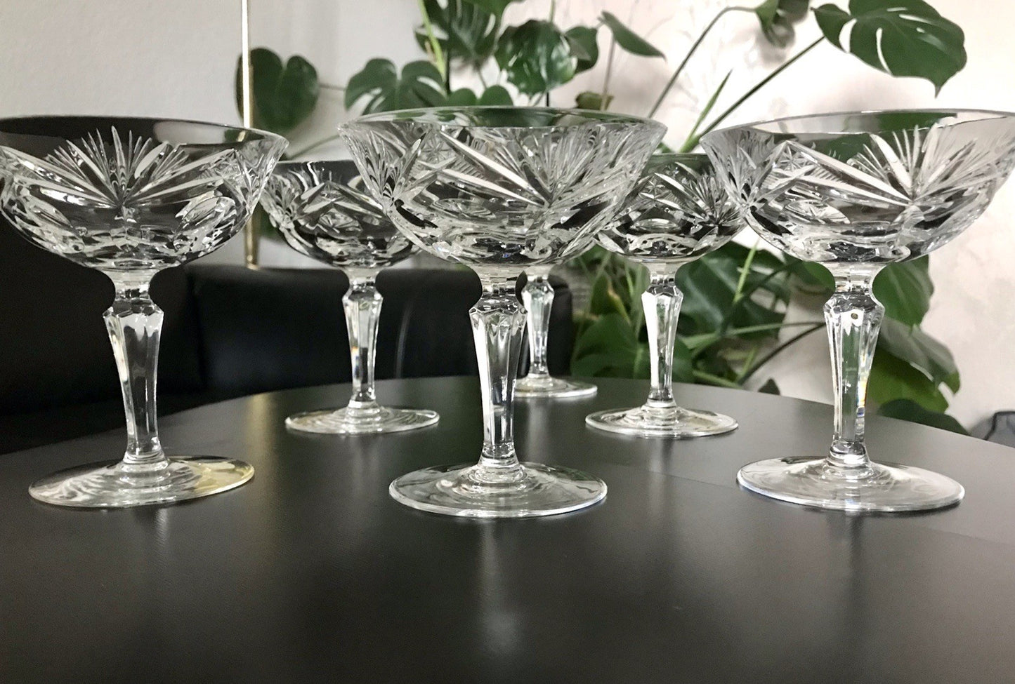 Vintage 6 Champagnerschalen Sektschalen Kristallglas Bleikristall Nachtmann