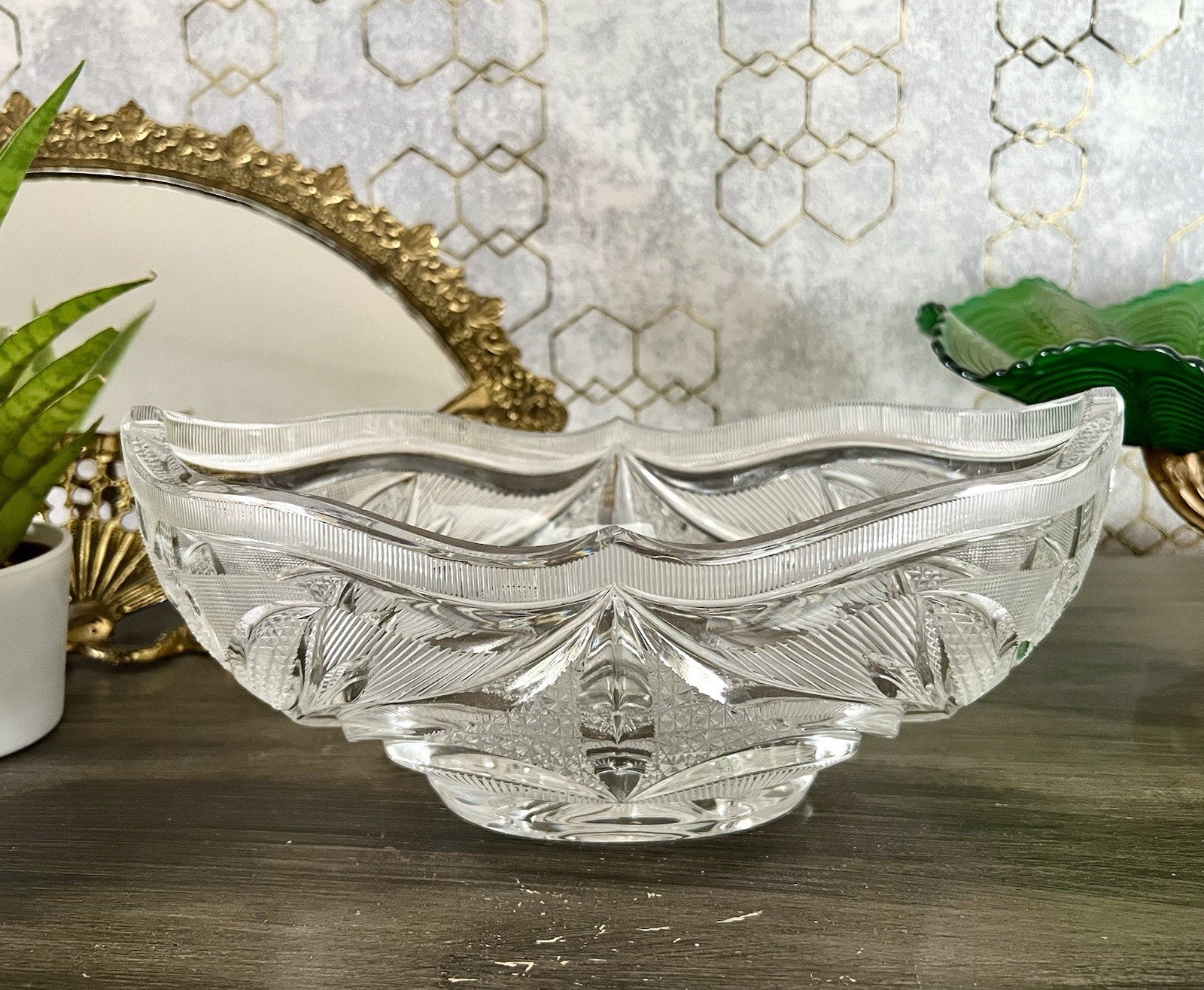 Vintage Sehr EDEL Bleikristall Schale Glasschale Jardiniere Kristallglas Glas