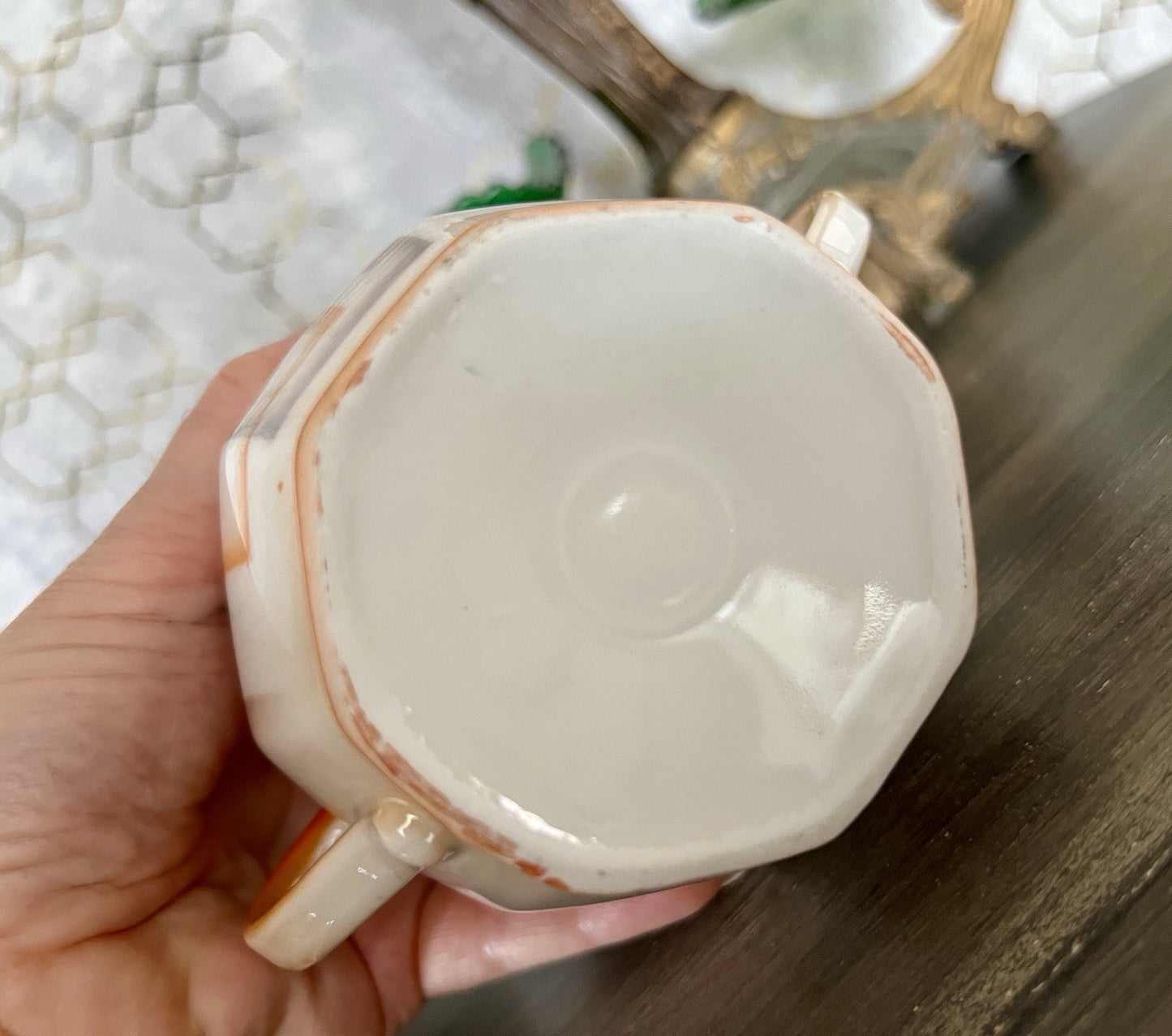 Antik Art Déco Porzellan Kaffeeservice Spritzdekor Bauhaus Teté a Téte 2 Pers.