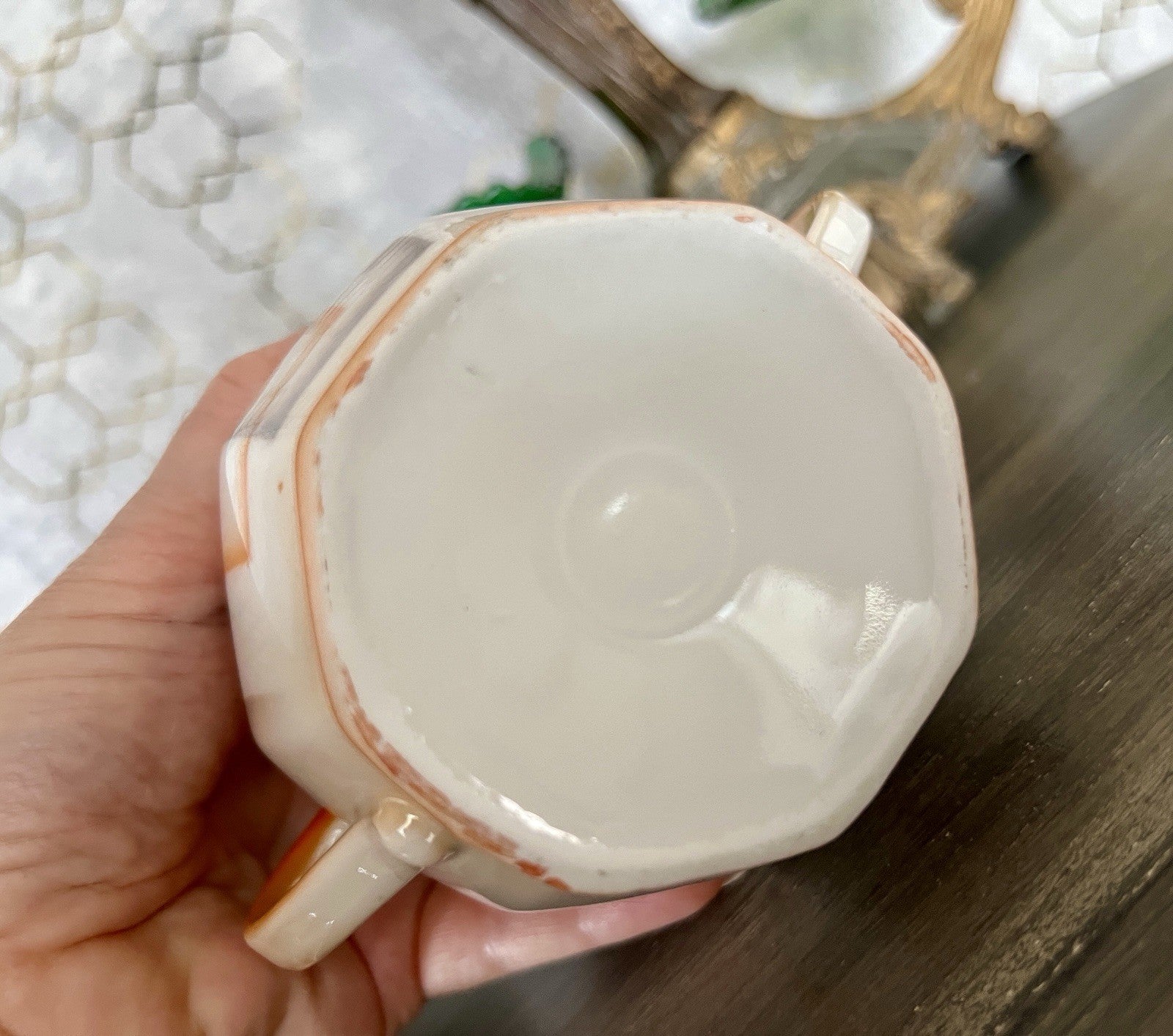 Antik Art Déco Porzellan Kaffeeservice Spritzdekor Bauhaus Teté a Téte 2 Pers.