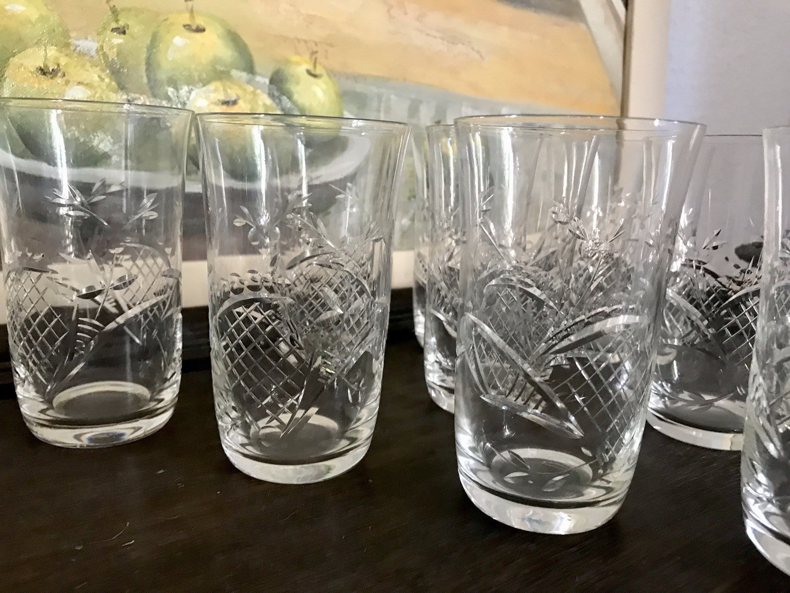 Antik Art Déco EDEL 10 Wassergläser Gläser  Becher Glas Kristallglas geschliffen