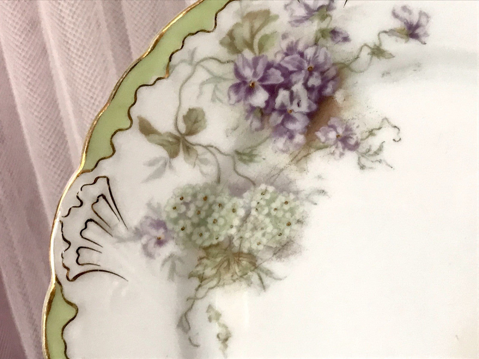 Antik 4 Dessert Kuchen Teller Jugendstil Blumen Muster Jäger&Co Kuchenteller