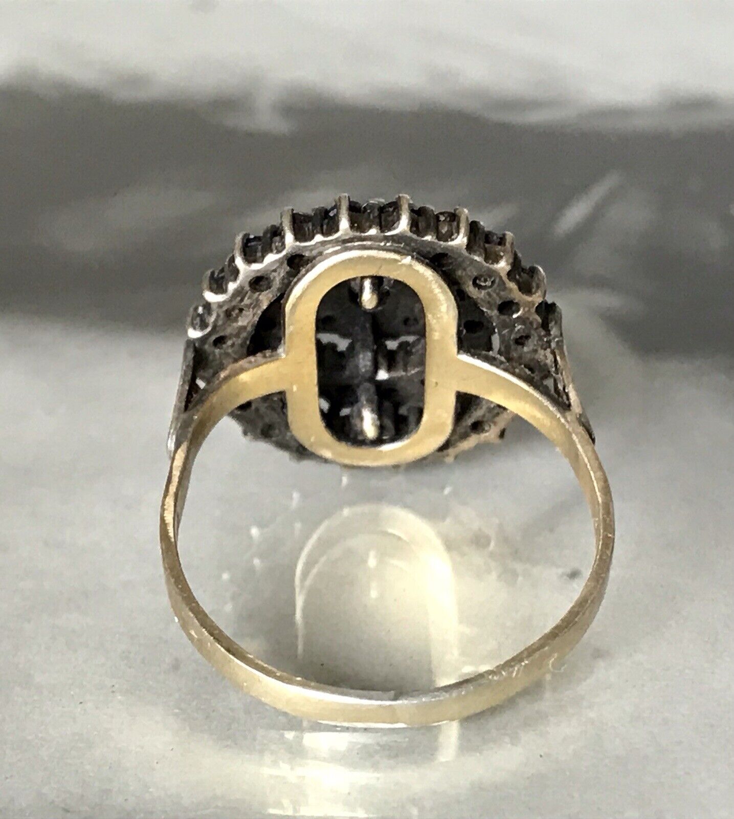 Antik Art Déco Damen Ring Granatschmuck 900 Silber Gr.59 Granatsteine vergoldet