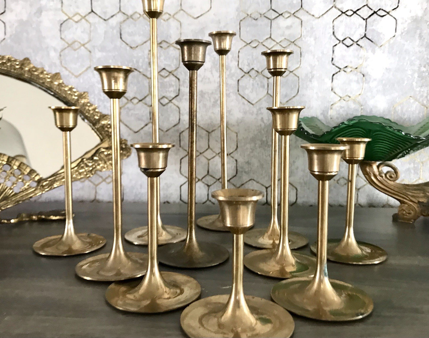 Vintage Alt 11 Kerzenständer Kerzenhalter Messing Leuchter Tulpen 6 Größen