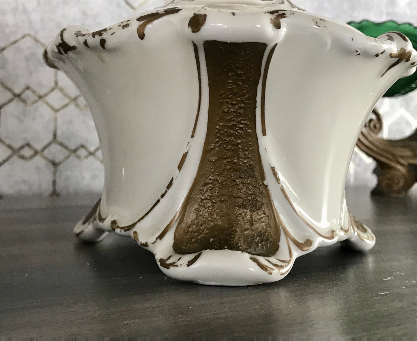 Antik Art Déco Porzellan Dose Deckeldose Schatulle Bonboniere Neu-Tettau 1930