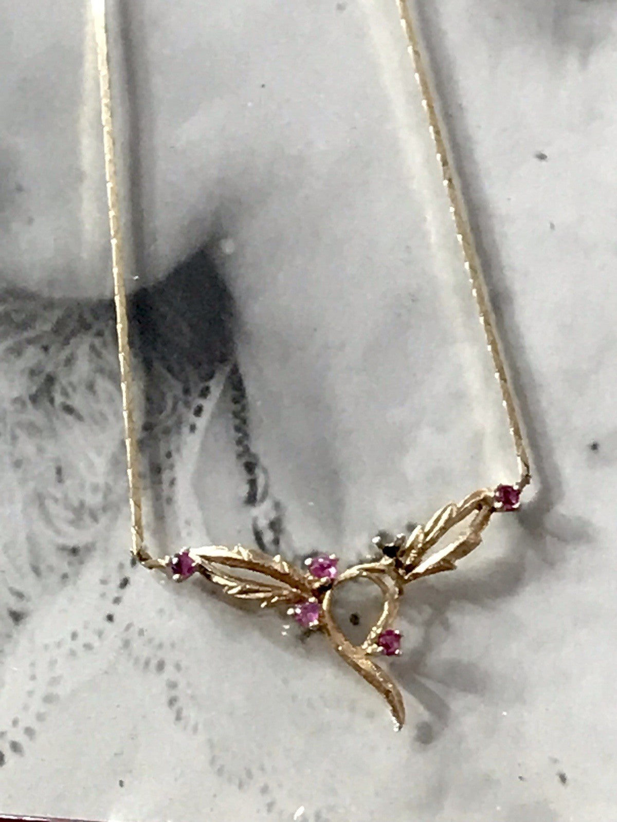 Antik Edel Jugendstil 925 Silber vergoldet Collier Halskette Rubine ?