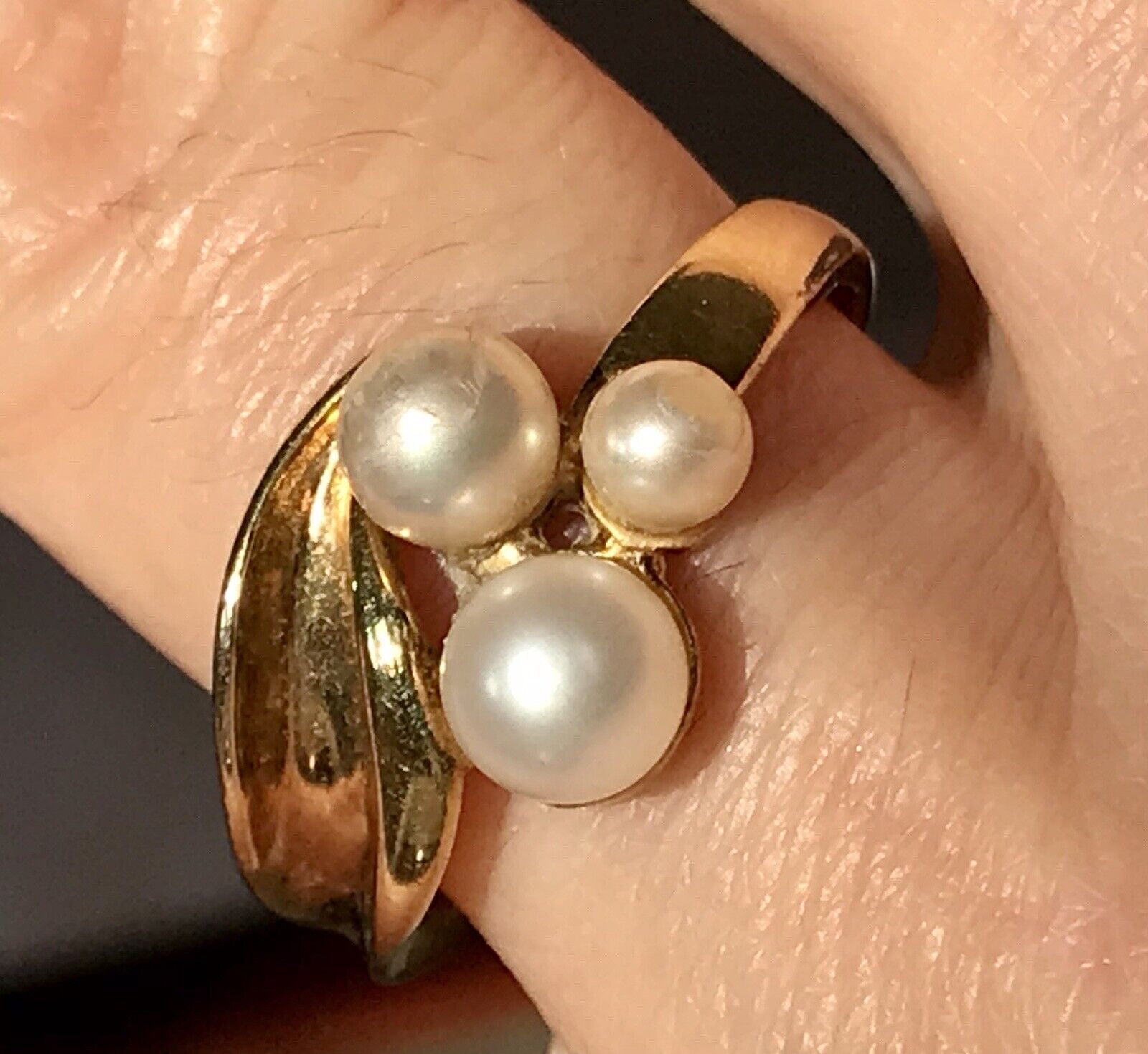 Majorica Edel DAMEN RING Perlen Gr.56 57 vergoldet 925 Silber