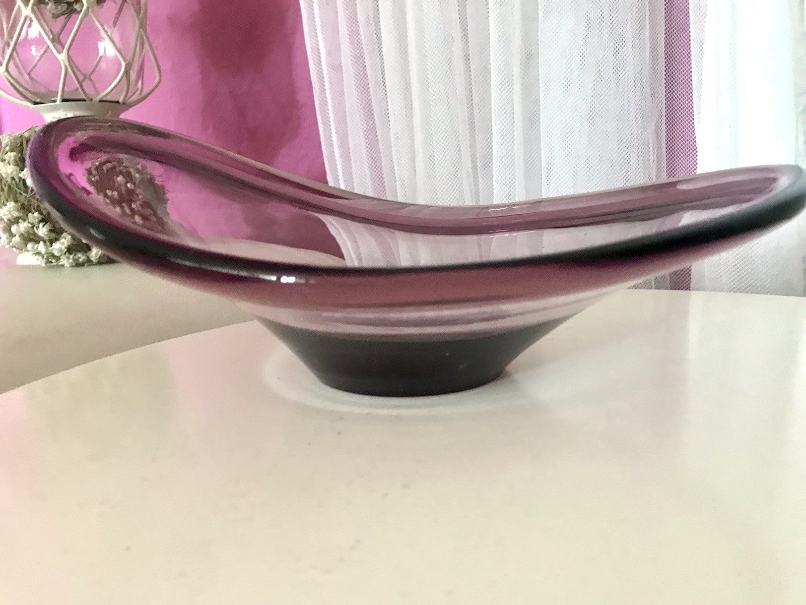 Murano Vintage Design Schale Glas beere aubergine Überfangglas