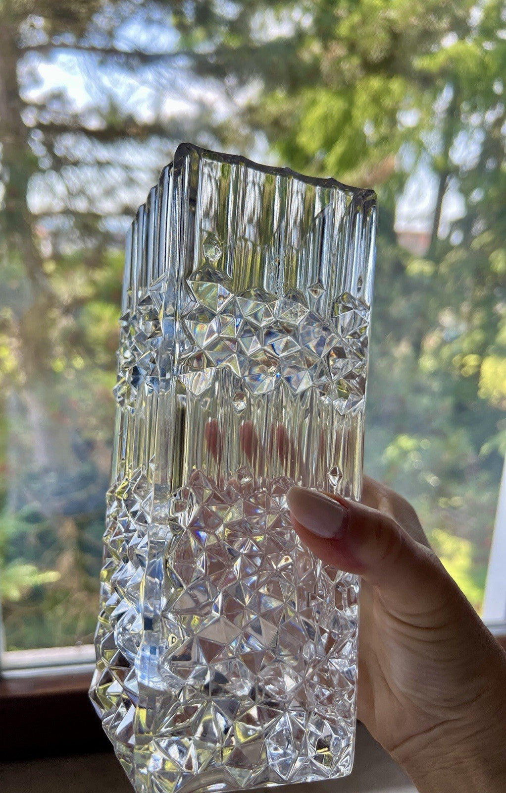 Vintage MCM Vase Blockvase Glasvase Glas Bleikristall Kristallglas Nachtmann?
