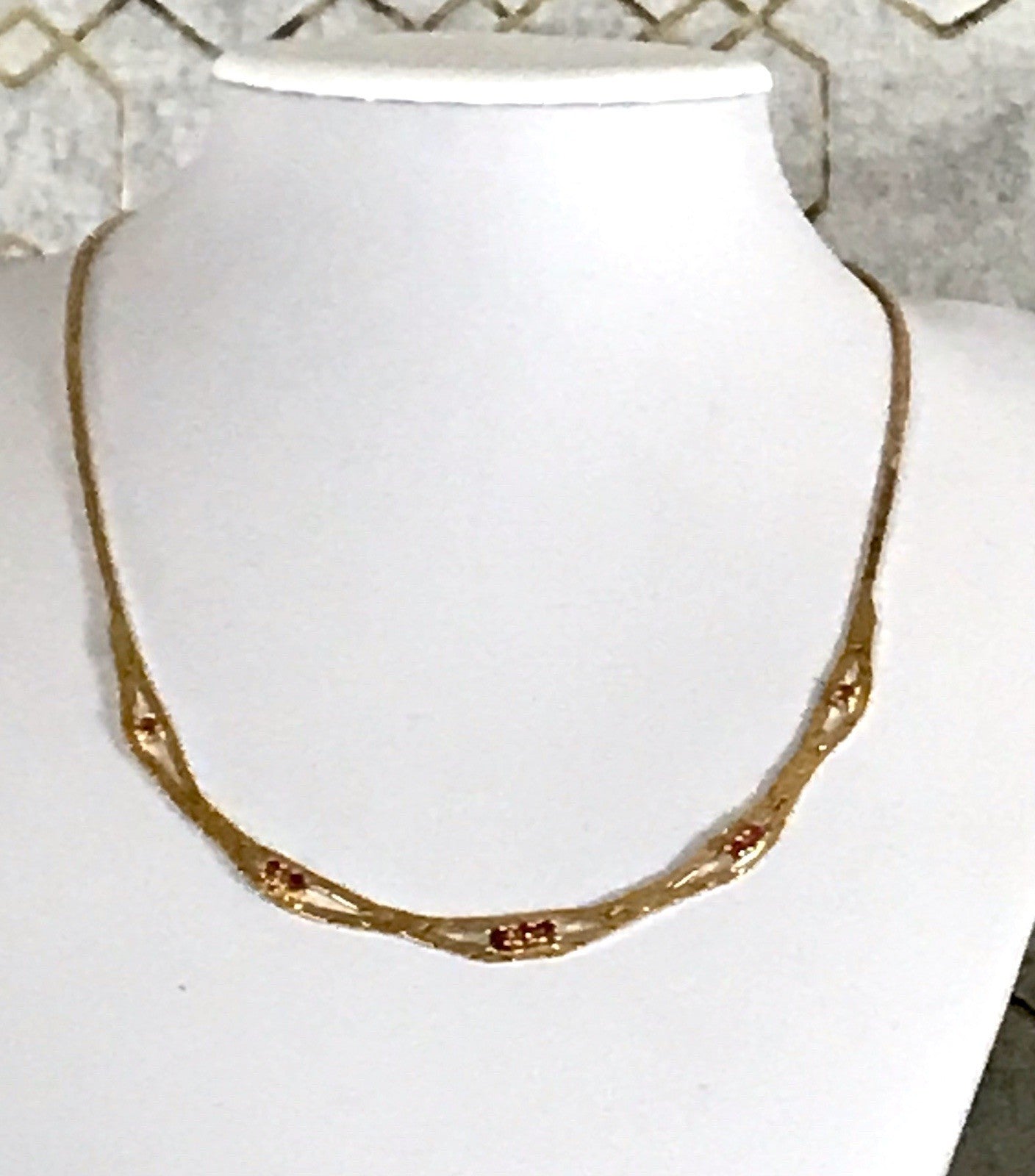Alt Edel Vintage 925 Silber vergoldet Collier Halskette Rubine?