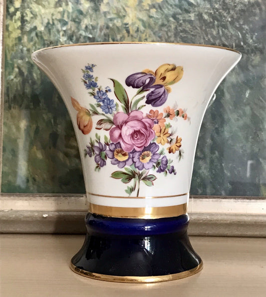 Vintage Alt Porzellan Prunkvase Vase Echt Kobalt blau Royal Dux Porzellan Böhmen