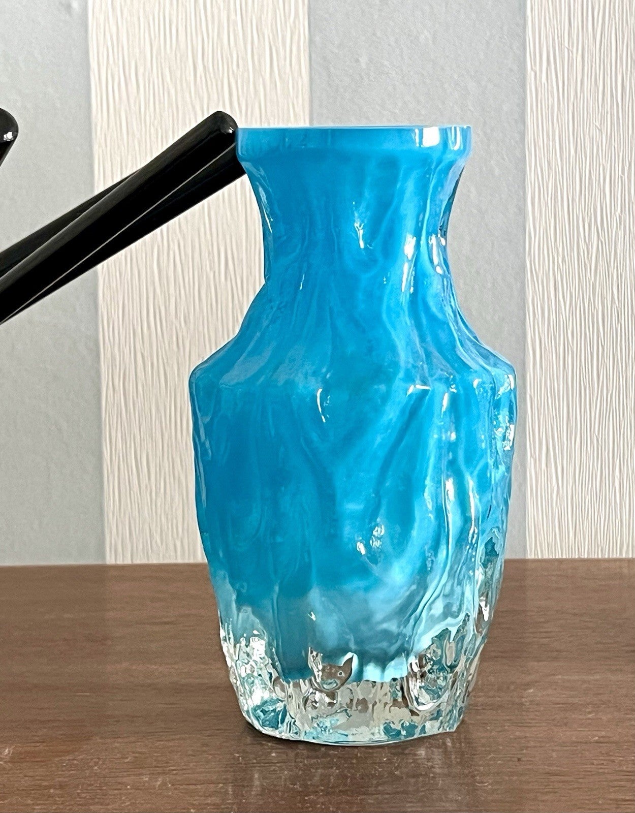 70er Jahre blau Glas Vase Blumenvase Glasvase Glas By Kurt Wokan Ingrid Hütte