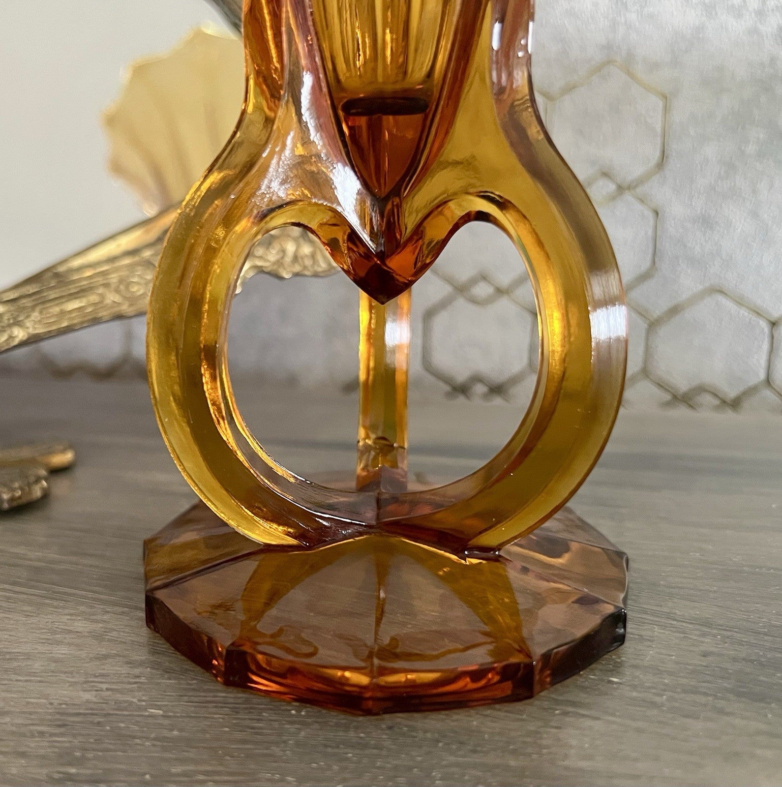 Art Déco 1 Vase Glasvase Pressglas Antik Bernstein Gelb Amber Glas Stölzle?