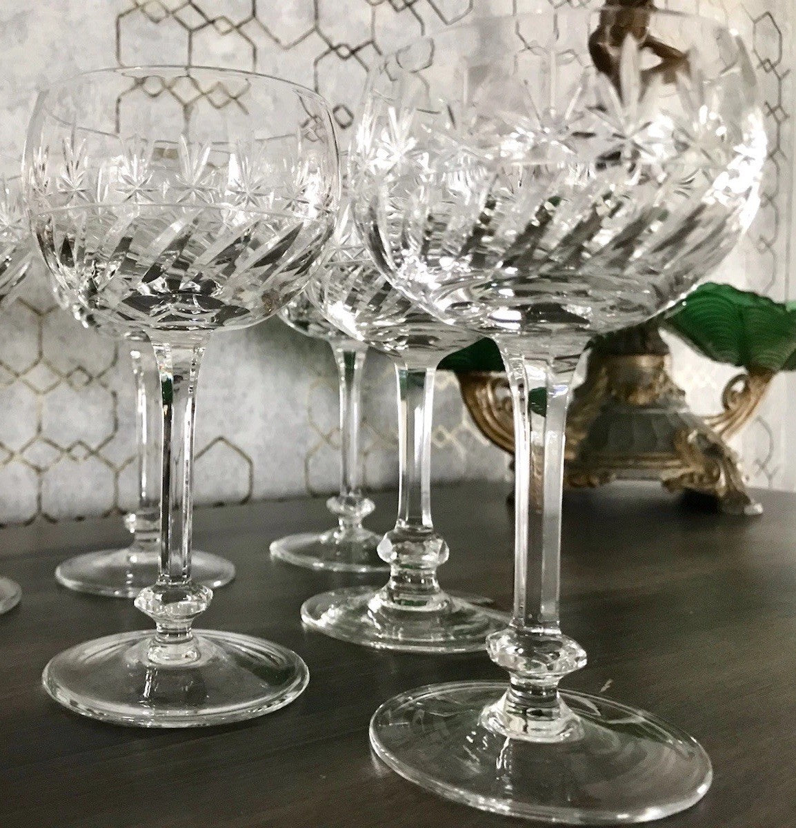 Antik Art Déco 5 Weingläser Gläser Schliff Kristallglas Edel Schön Treviris V&B