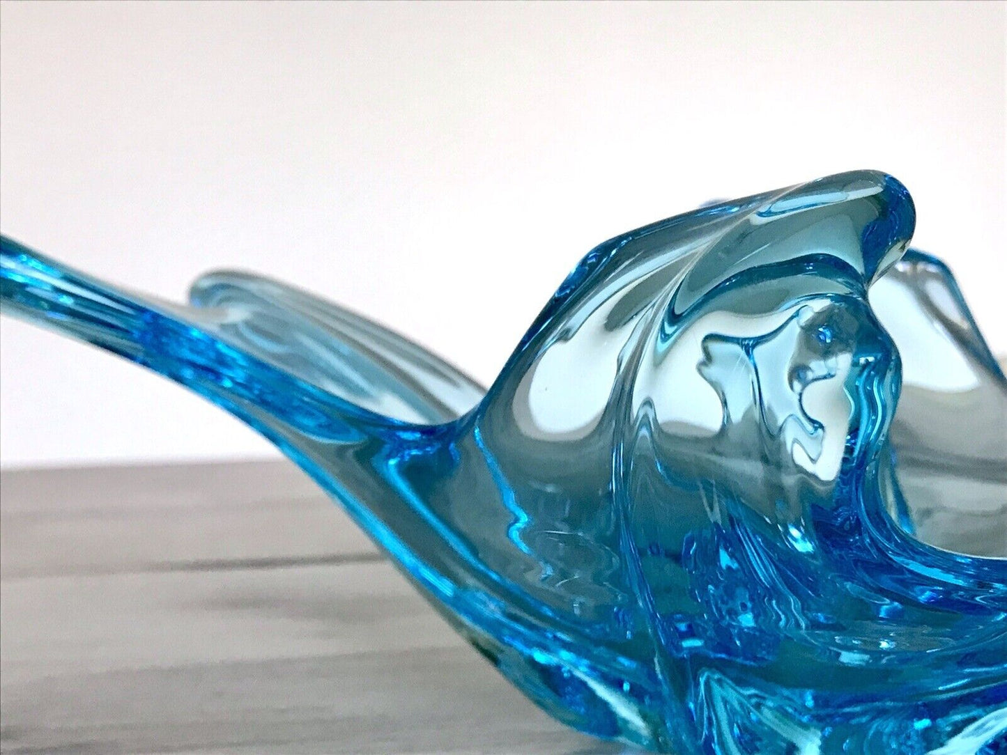 Murano 60er 70er Jahre Schale Glas Schön zipfelig türkis blau