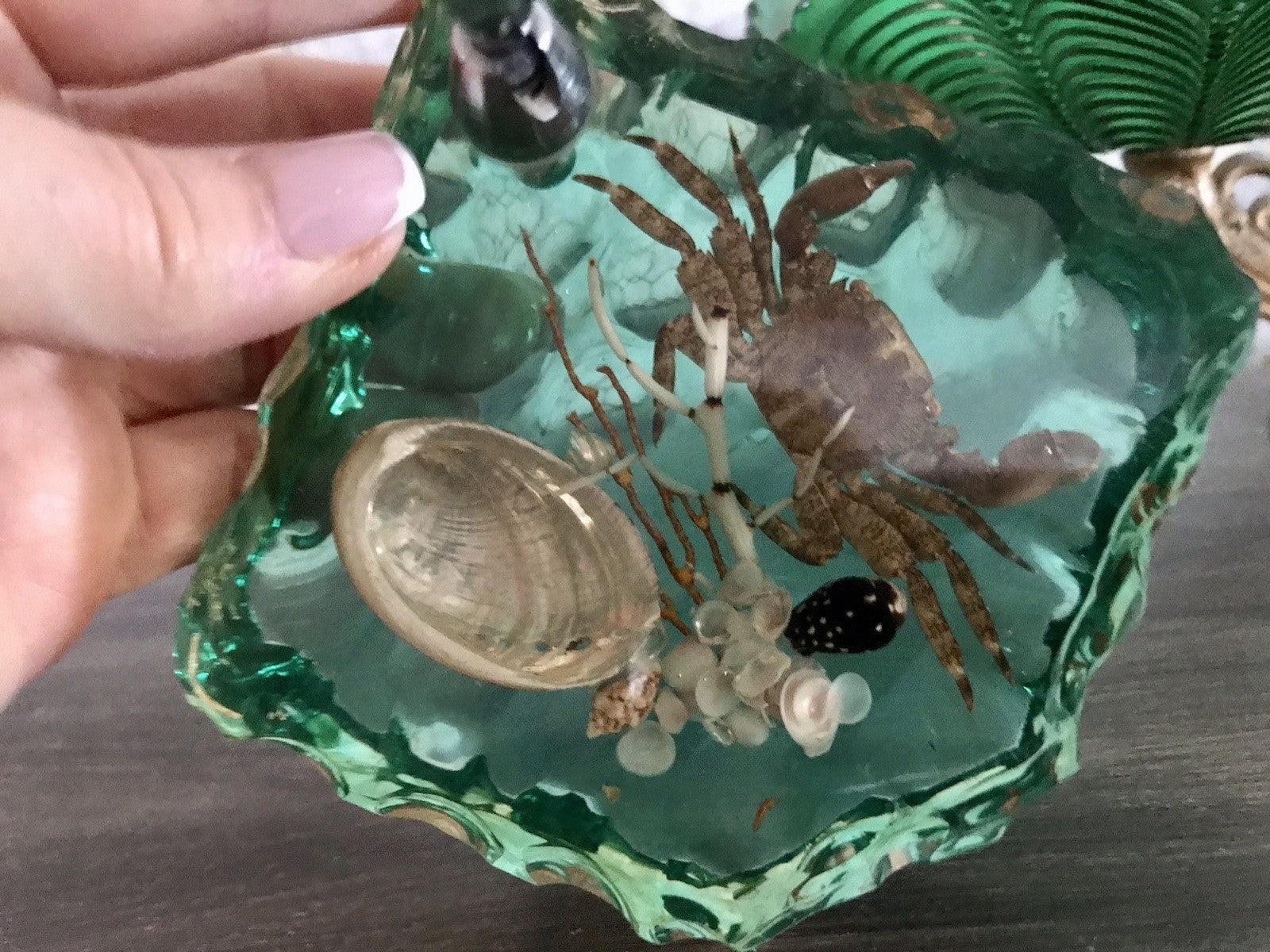 Vintage Mid Century String-Ära 60er Stifthalter Acryl Unterwasserwelt
