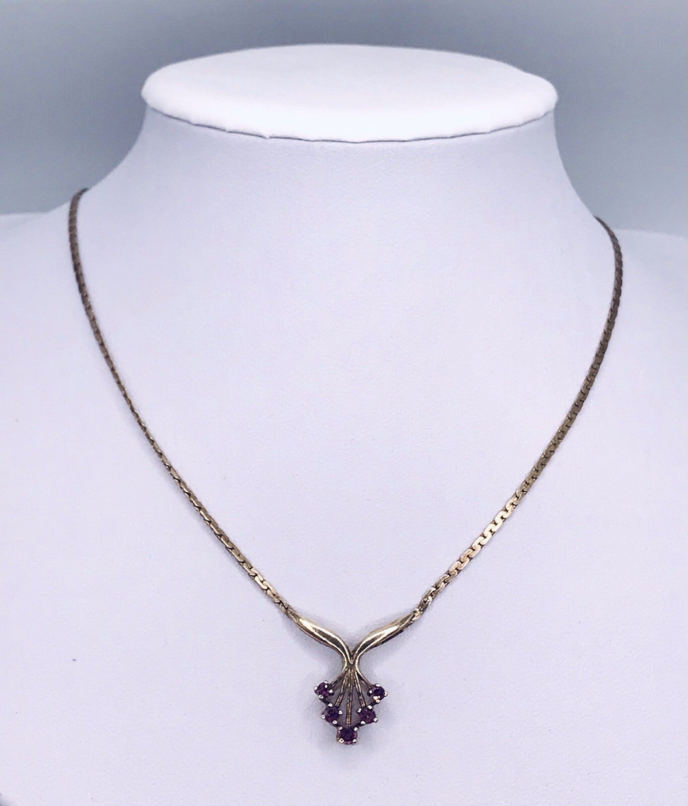 Antik Edel Jugendstil 925 Silber vergoldet Collier Halskette Rubine SCHÖN
