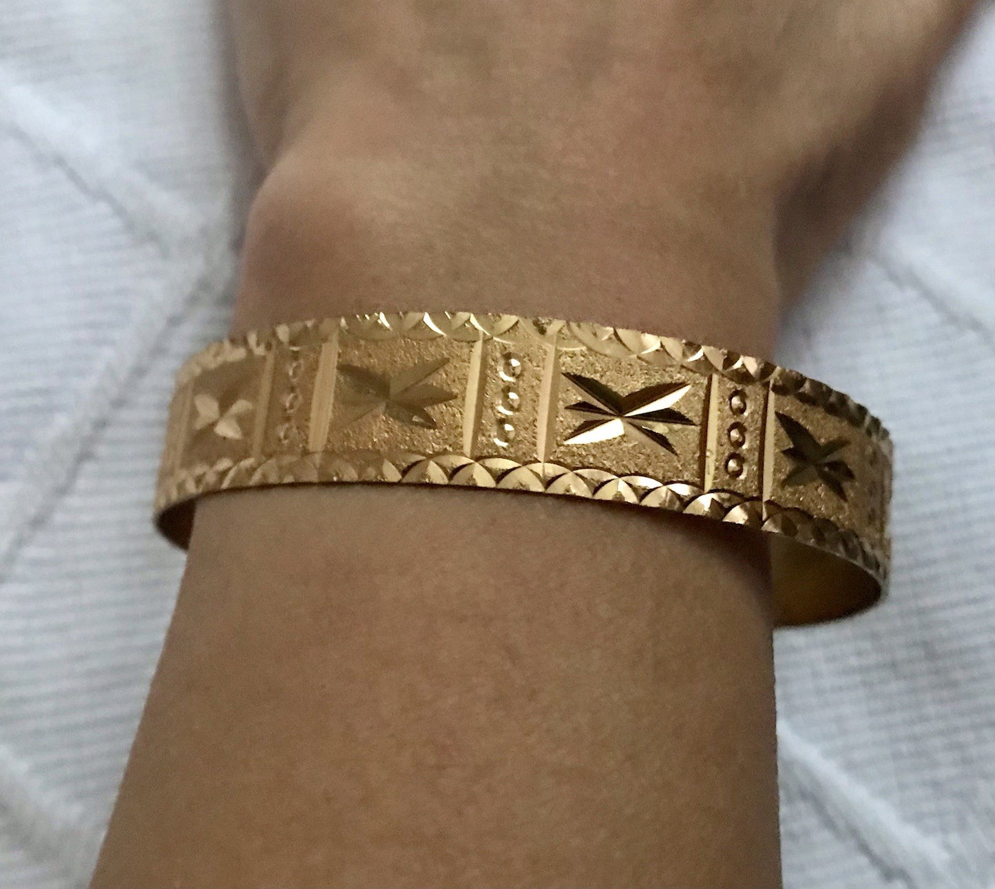 Vintage Art Déco Optik Armband Armreif Armspange vergoldet gold edel