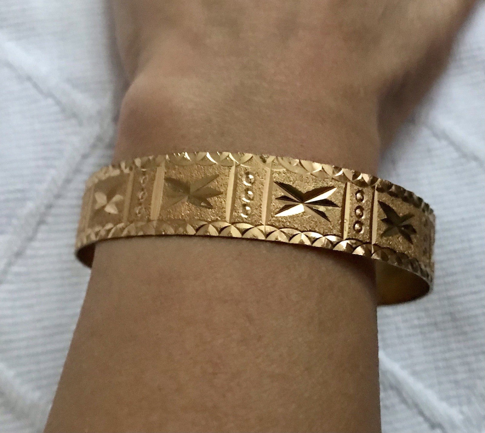 Vintage Art Déco Optik Armband Armreif Armspange vergoldet gold edel