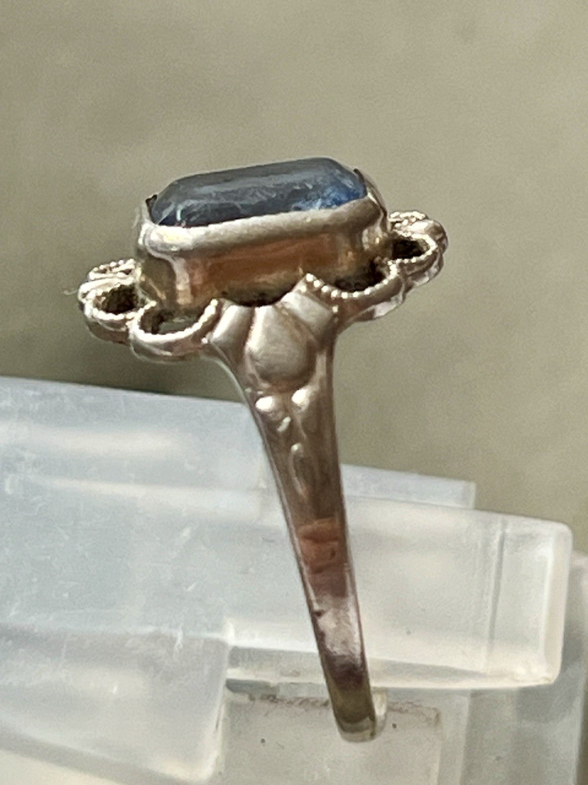 Antik Jugendstil blauer Stein DAMEN RING 835 Silber SUPER Gr.51