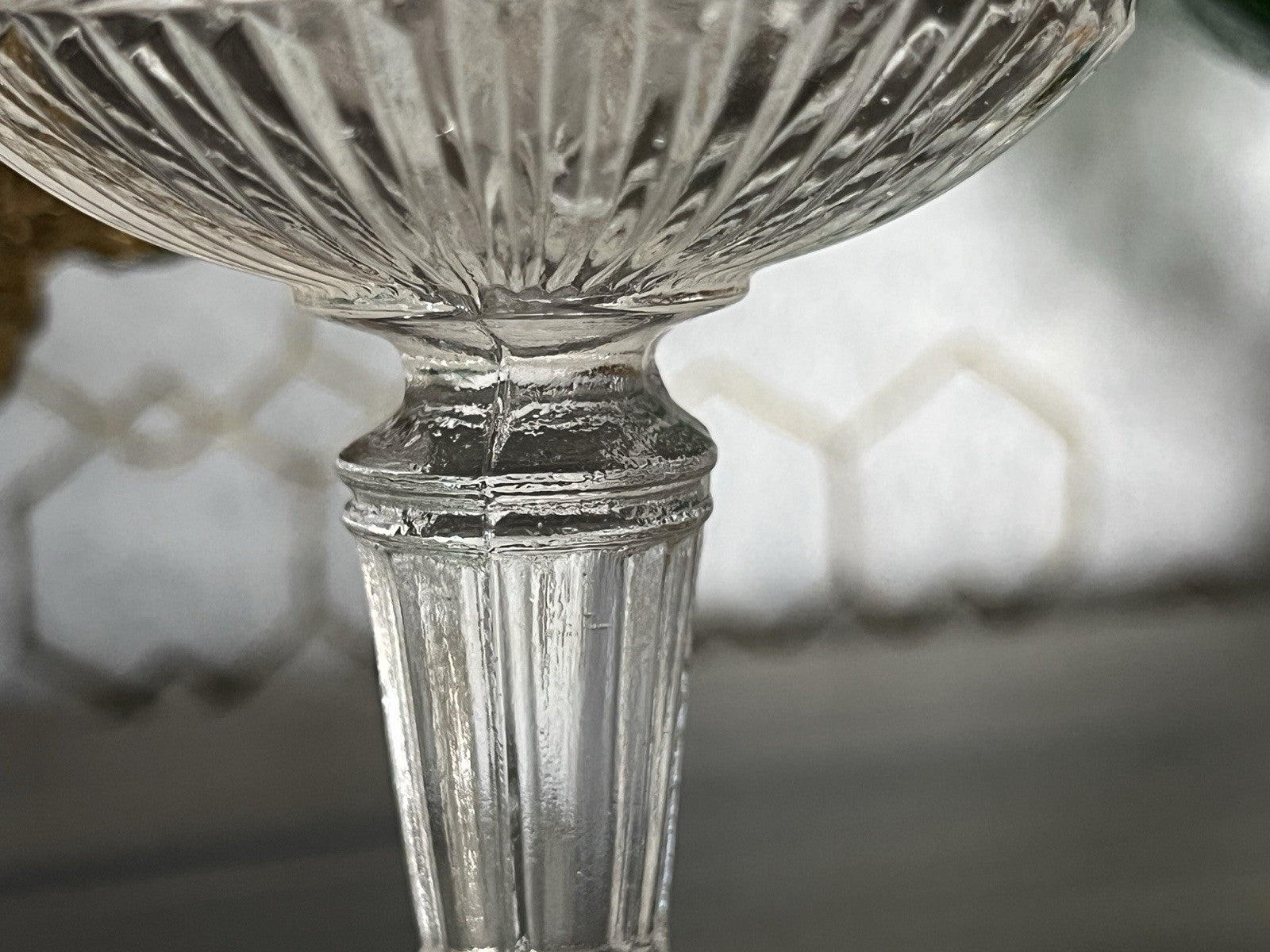 Antik Jugendstil Pressglas Glas Fußschale Schale Zuckerschale