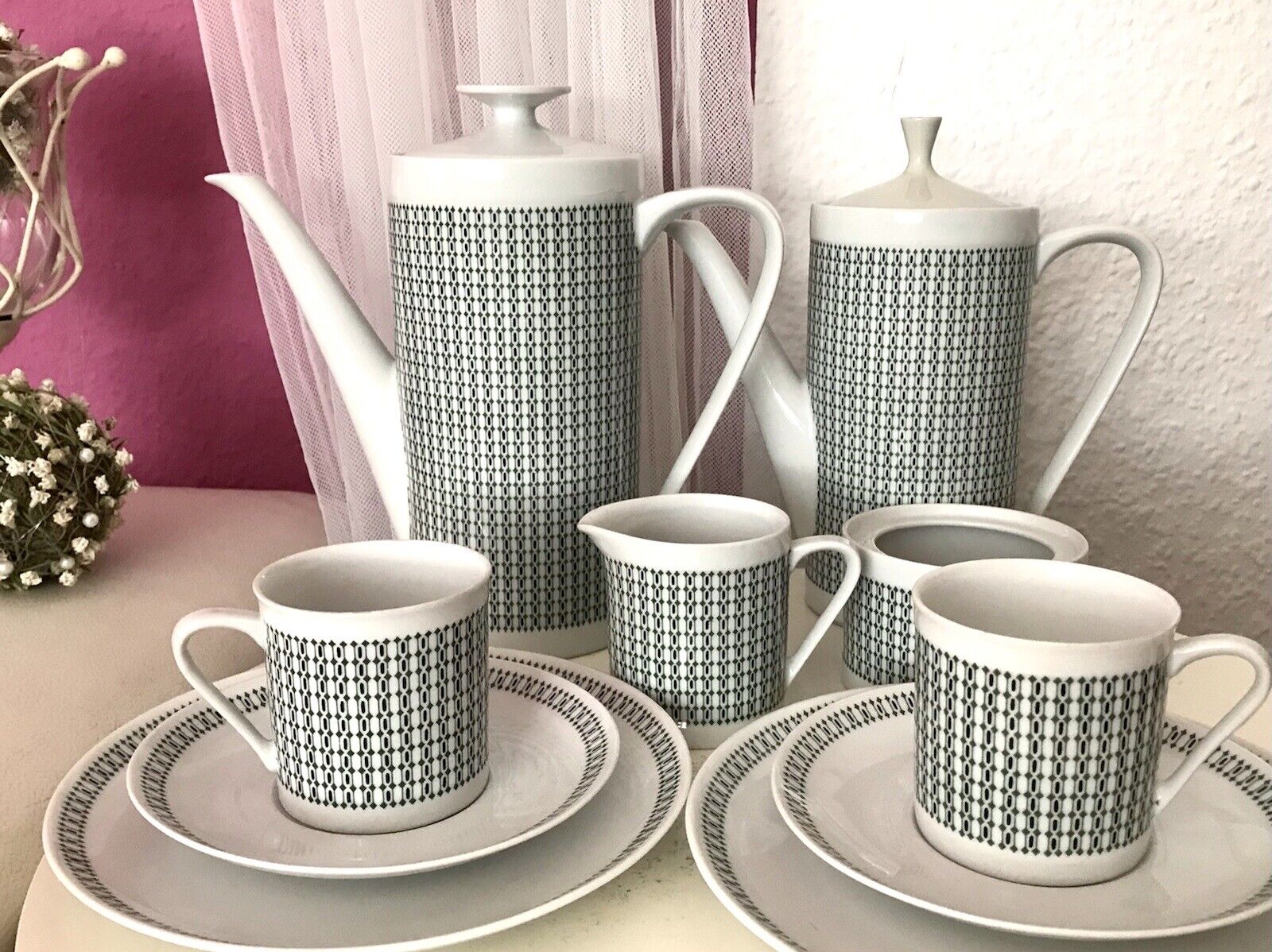 Vintage 60er Porzellan Eschenbach Kaffeeservice Tète a Tète 2 Personen
