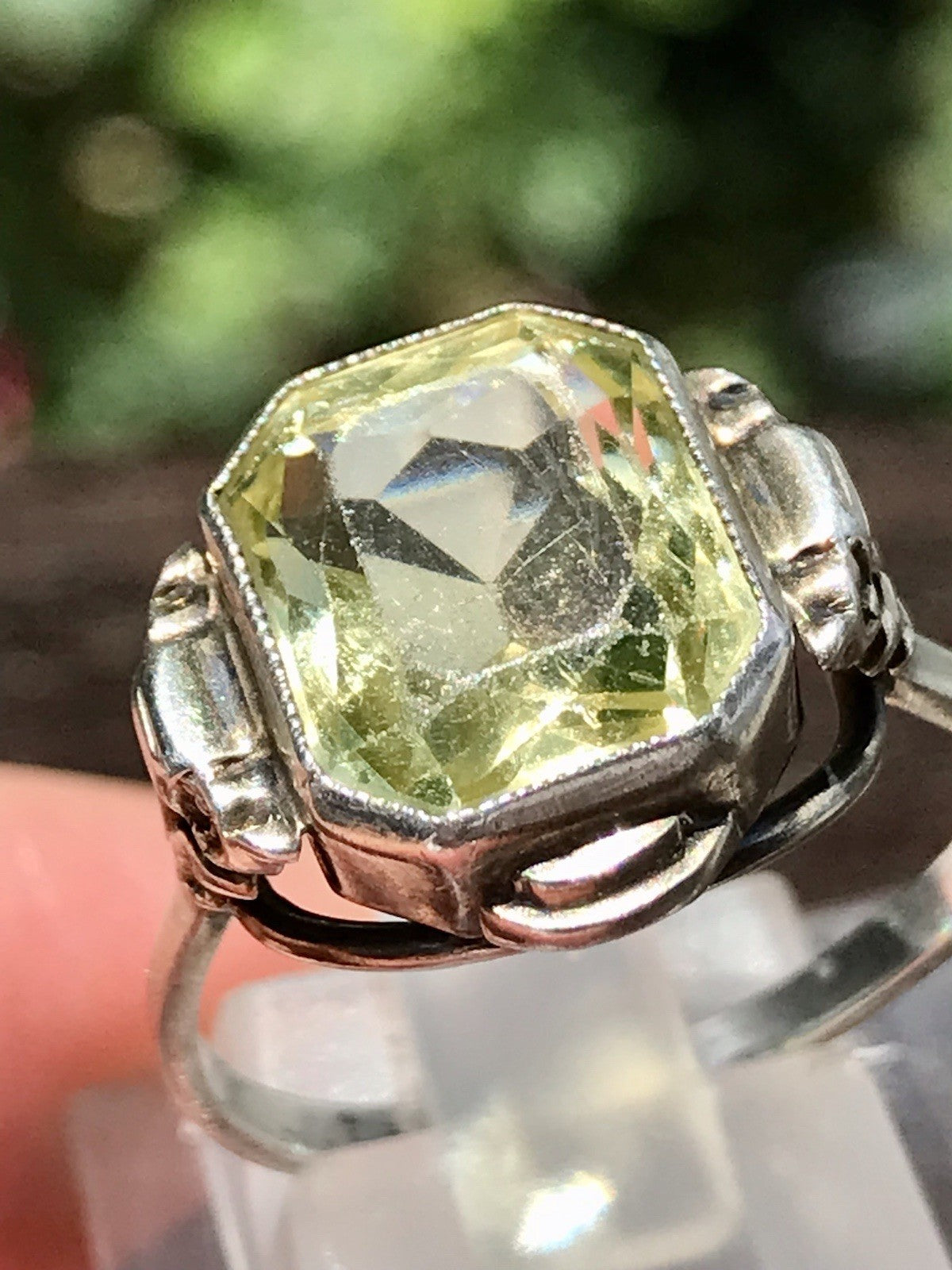 Antik Jugendstil Art Déco Edel Damen Ring Citrin? Stein Silber 830 S ~ Gr.54-56