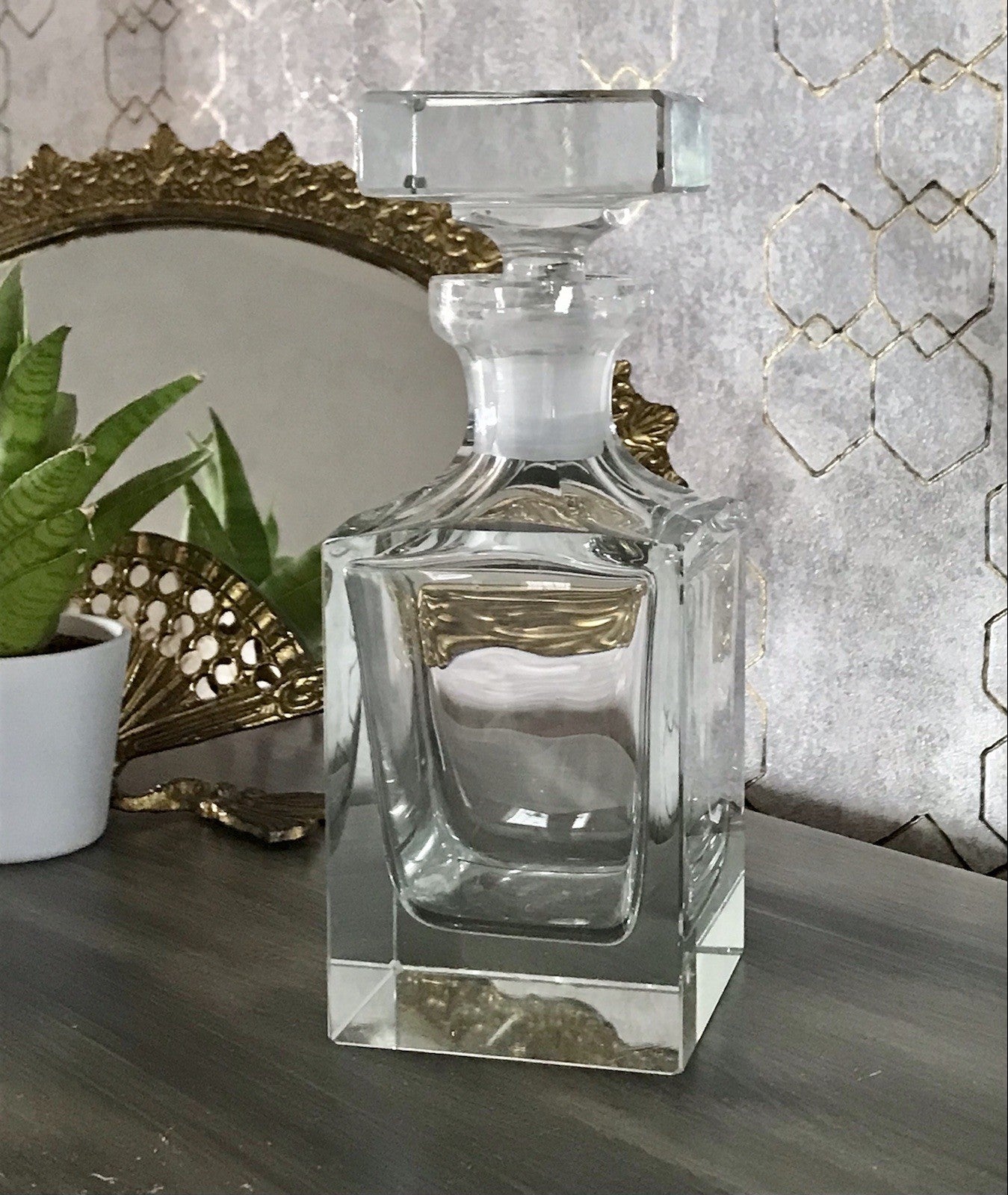 Antik ? Art Déco Kristallglas Design Moser? Posselt ? Karaffe EDEL geometrisch