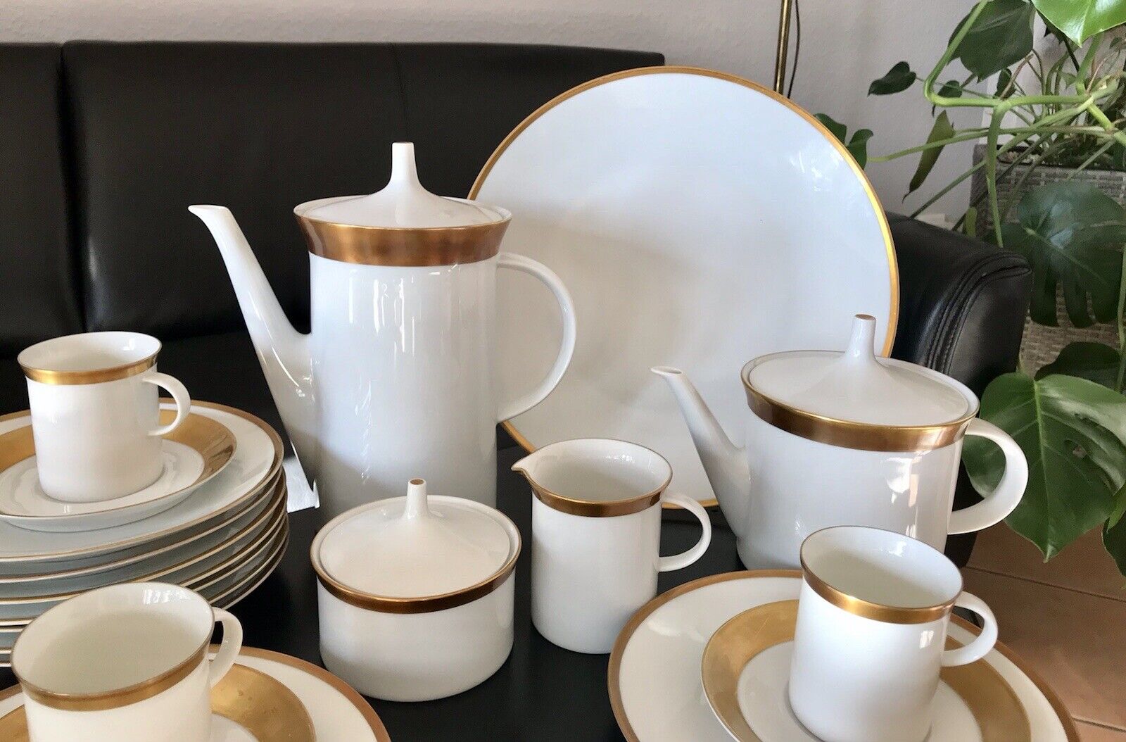 Vintage 60er Rosenthal Porzellan Kaffeeservice weiß gold Kurfürstendamm Studio