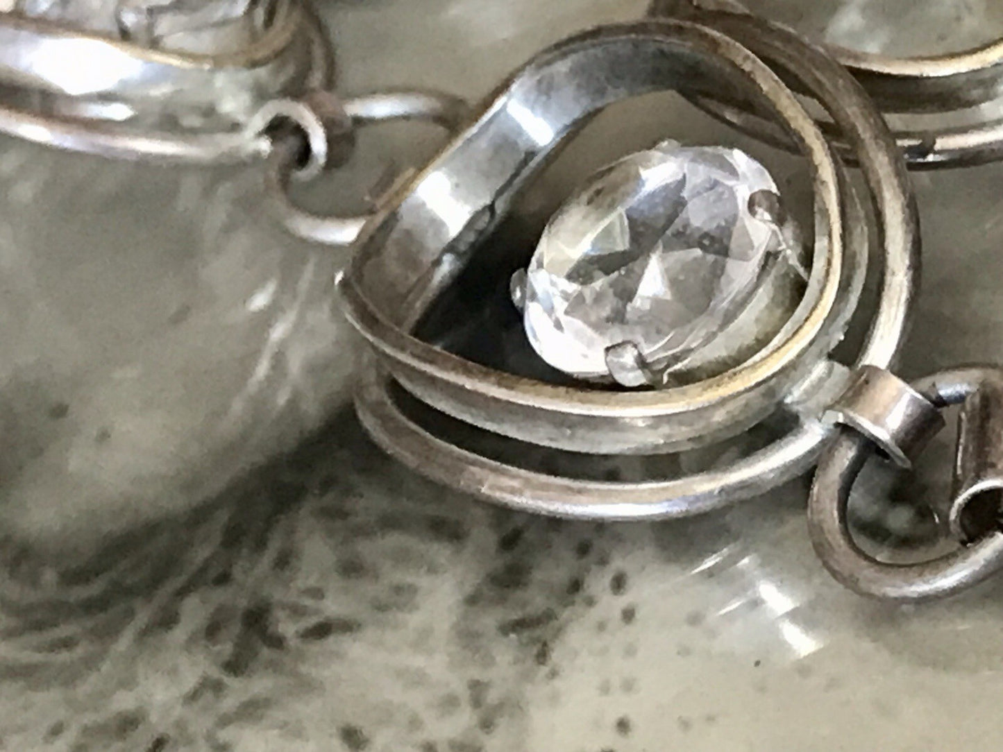 Alt Vintage 60er Armband 835 Silber  farblose Steine wunderschön!