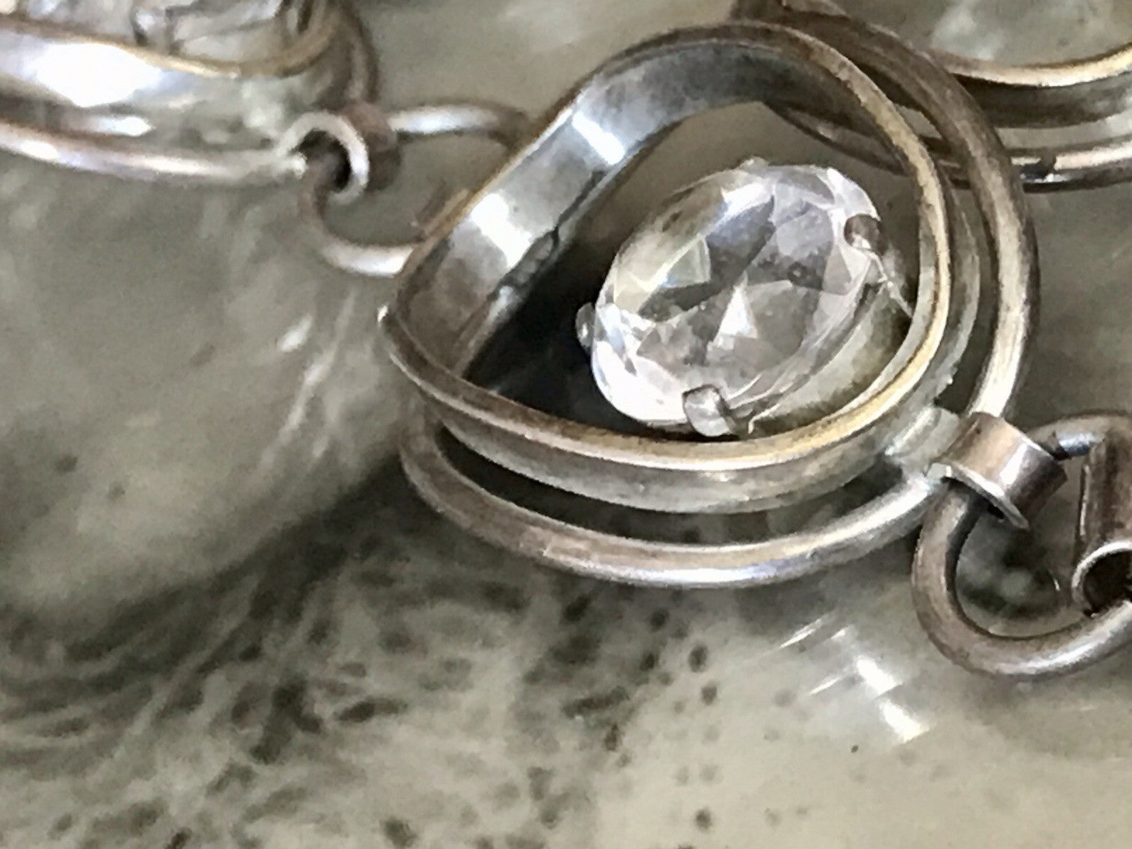 Alt Vintage 60er Armband 835 Silber  farblose Steine wunderschön!