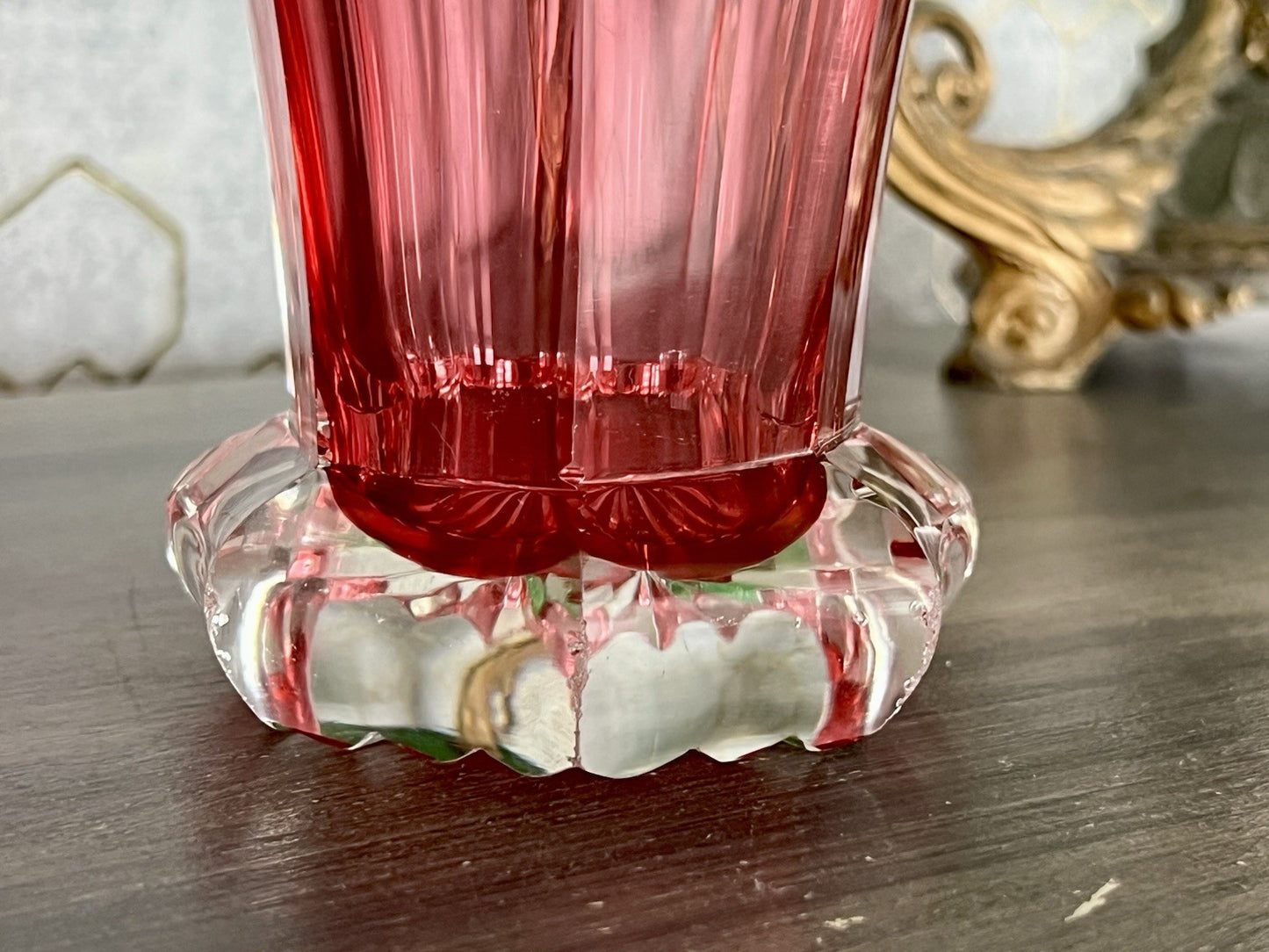 Antik Fußbecher Rubinrot Becher Weinglas Ranftbecher Glas goldrubin