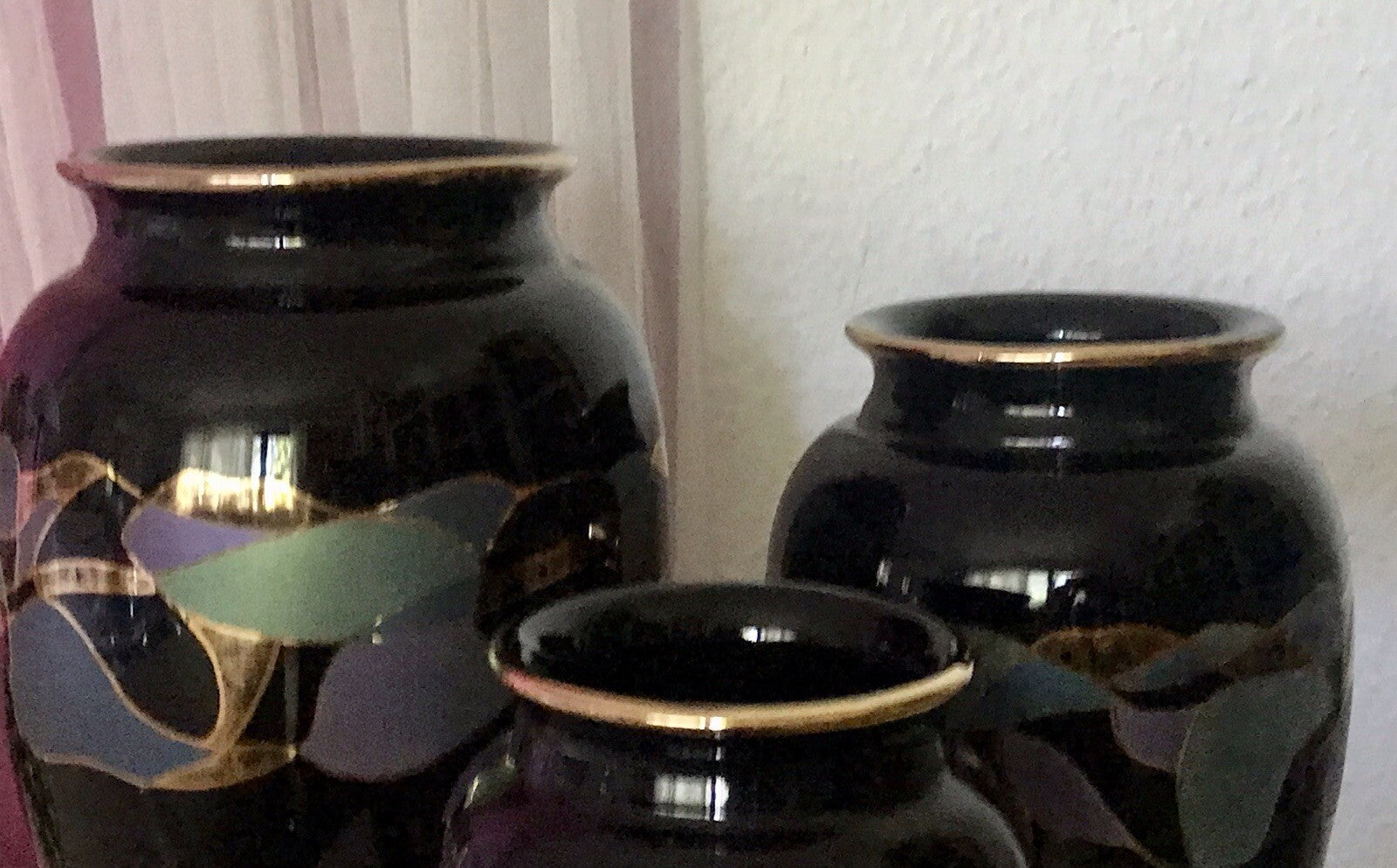Vintage 3x Porzellan Prunkvasen Vasen Golddekor Italien Postmodern