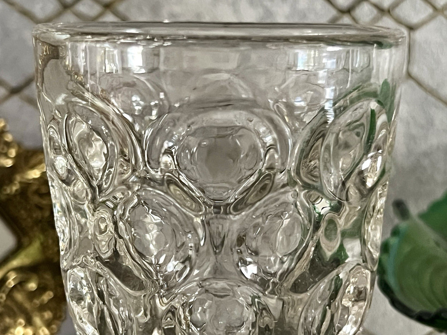 Antik  Biedermeier Tausendaugen Fußbecher Bierglas Ale Glas Abriss