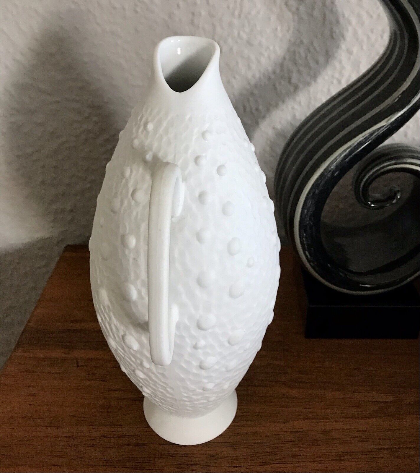 Vintage 60er Bisquit Porzellan Vase KPM OpArt Royal Porzellan Bavaria