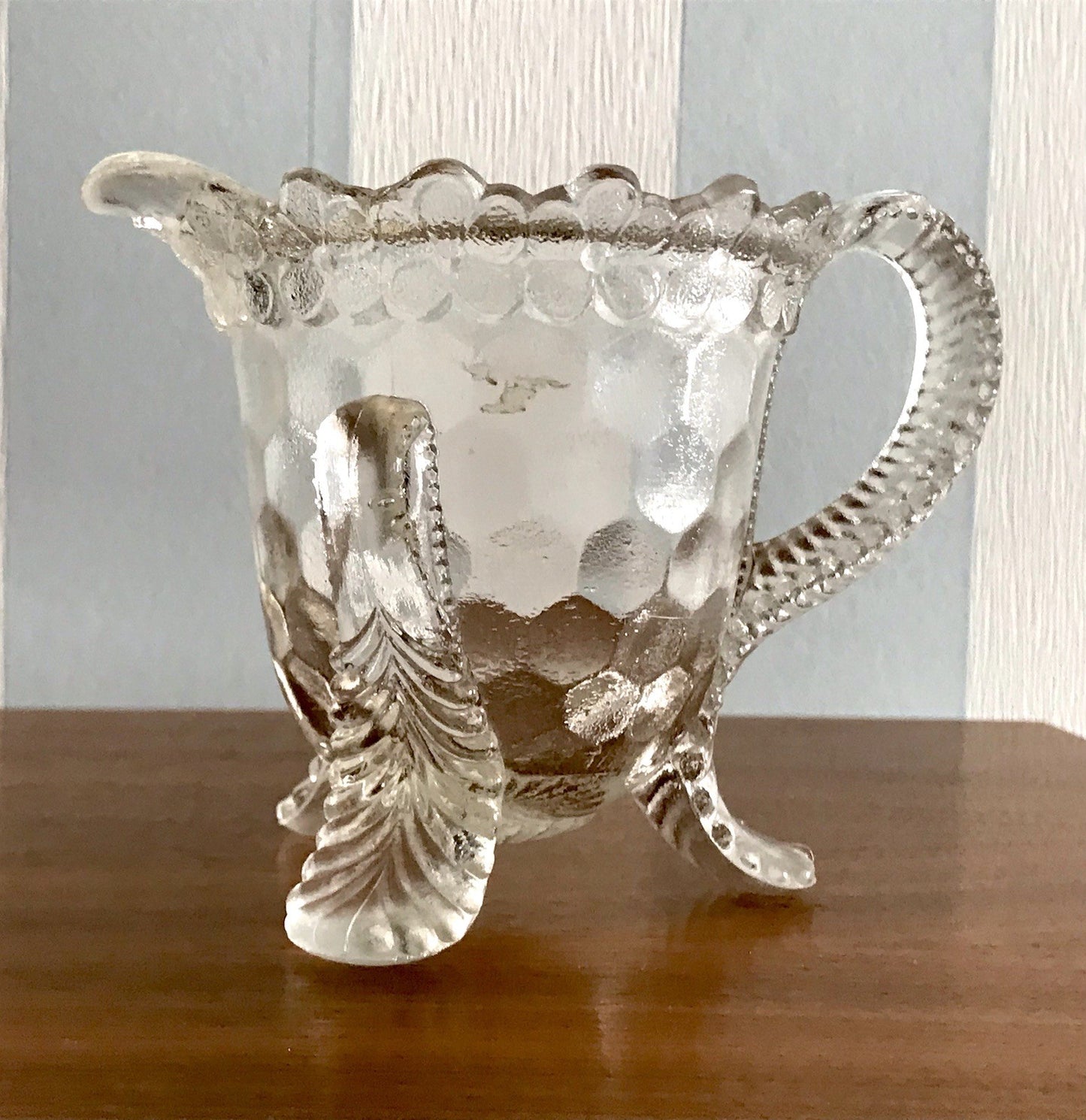 Antik Pressglas Sahnegießer Milchkännchen Kännchen Glas selten ungewöhnlich WOW