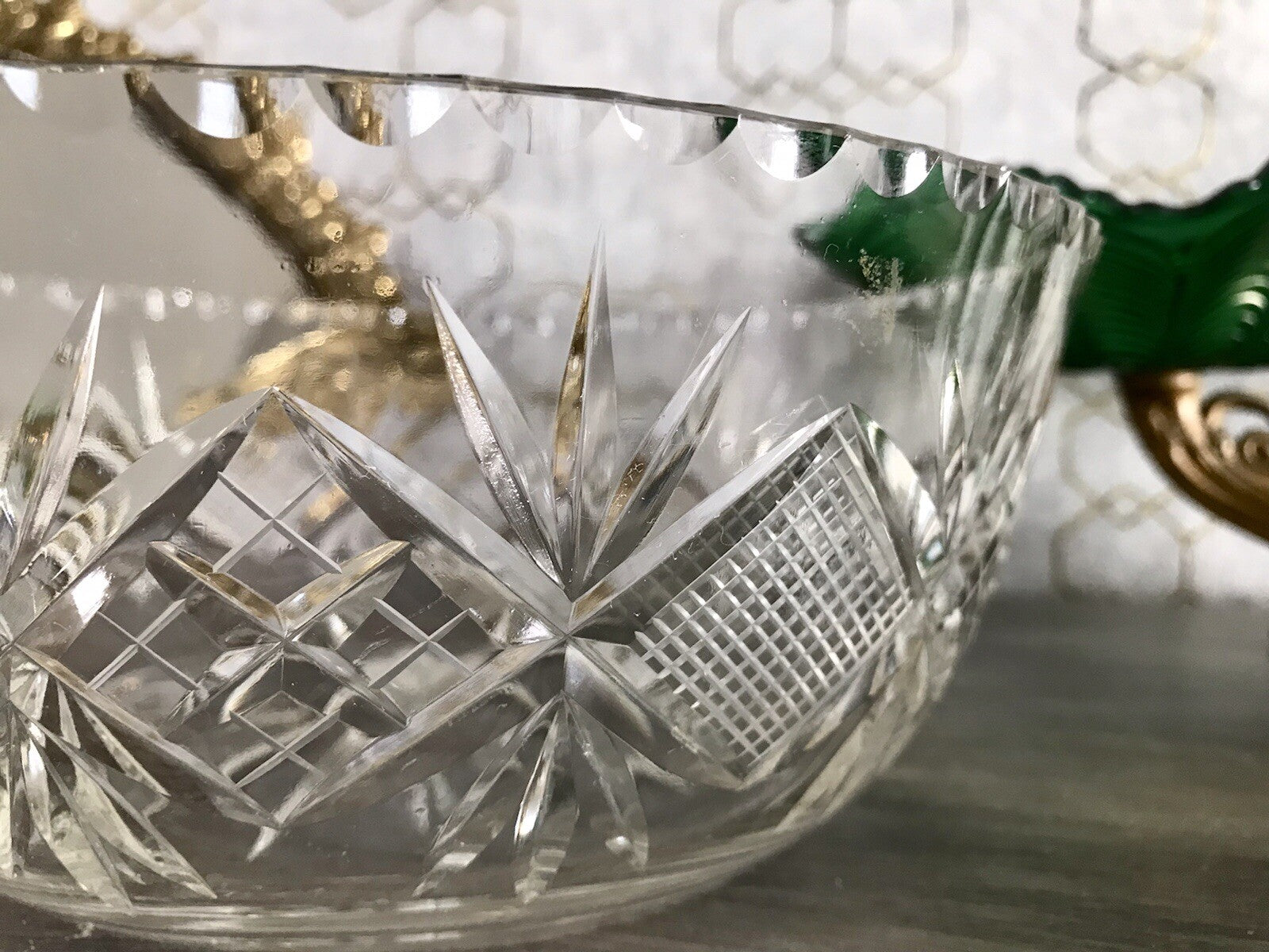 Antik Bleikristall Schale Glasschale Kristallglas Glas edel Salatschale Schlif