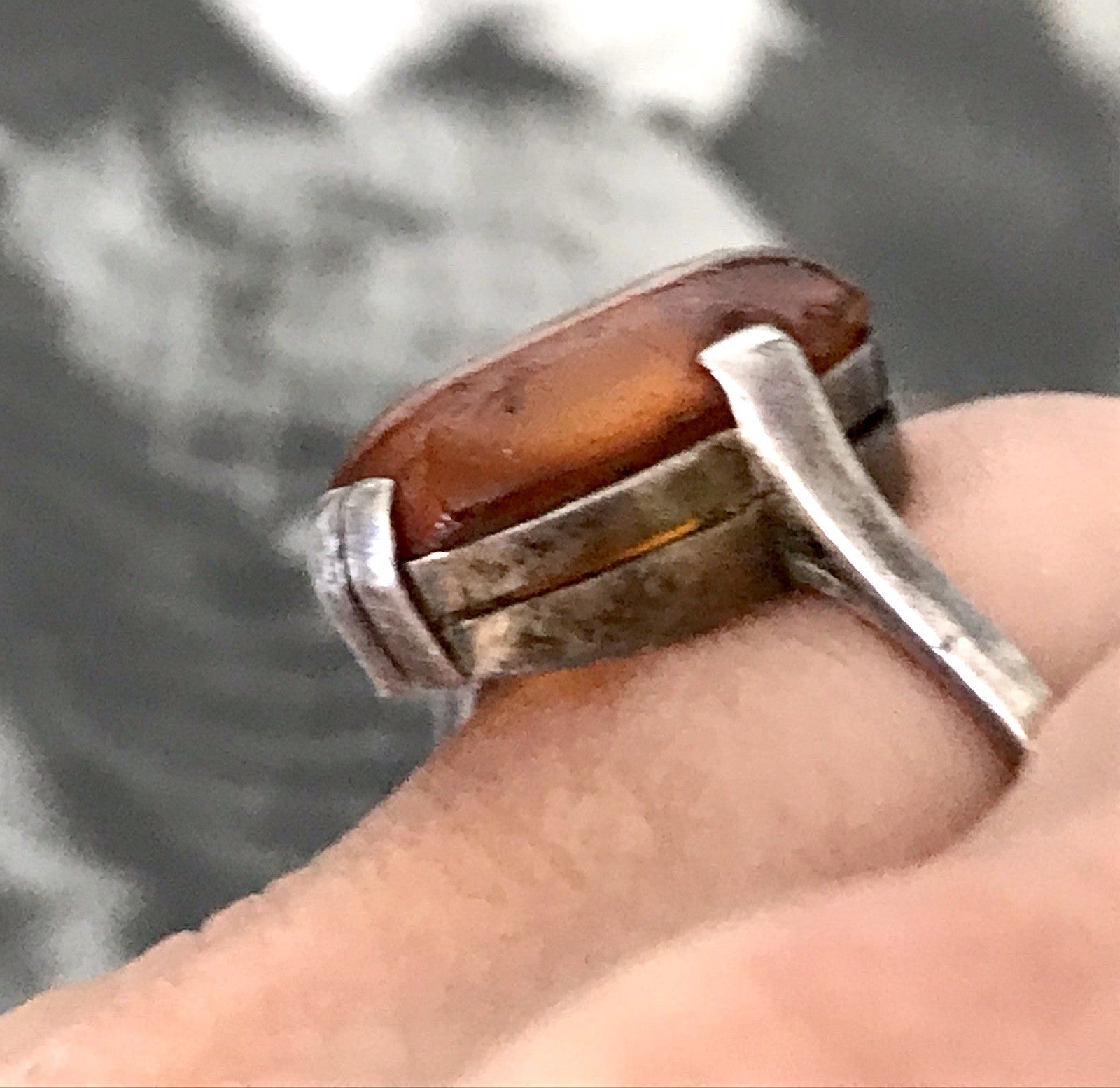 Alt Vintage Edel Bernstein DAMEN RING Silber 835 Super Design Gr. 56 57 schön!