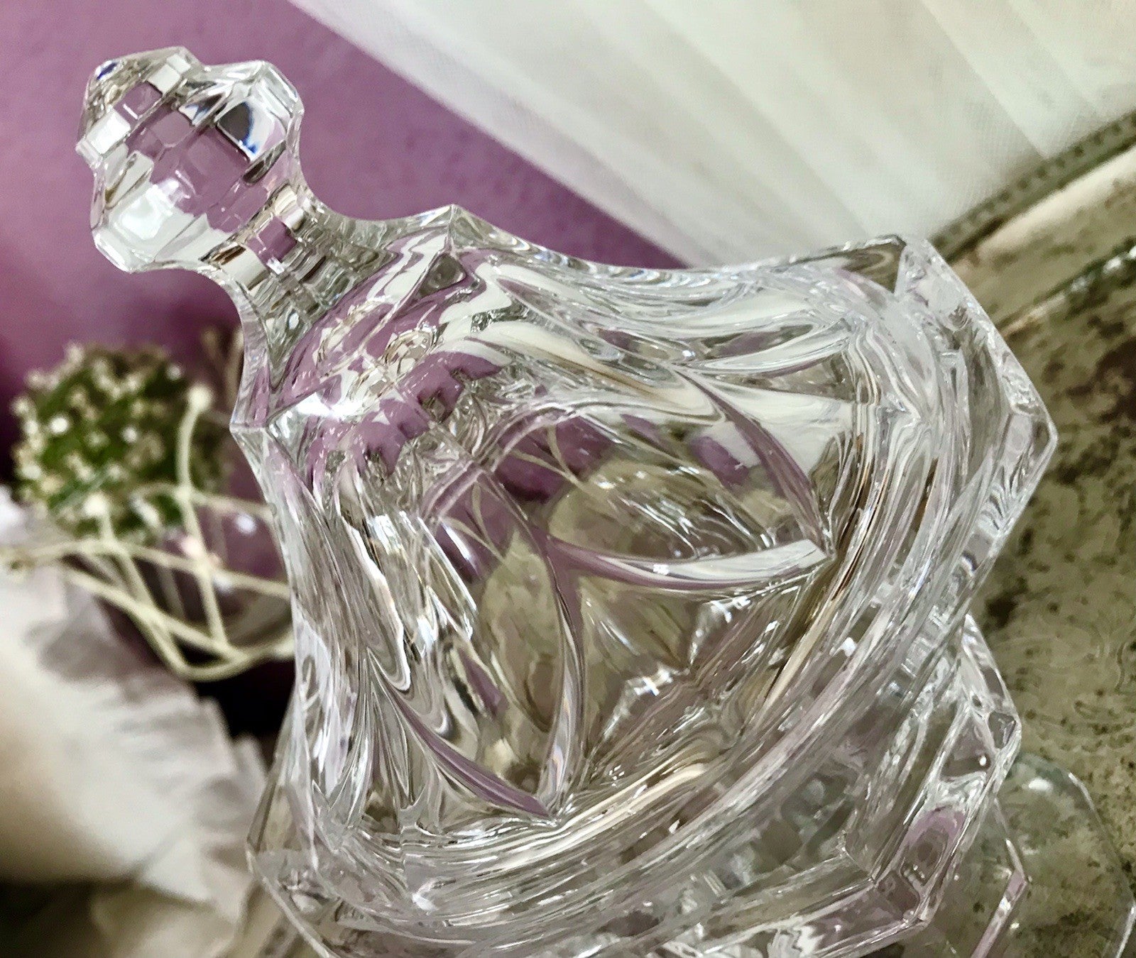 Vintage Bleikristall Deckeldose Bonboniere Glas Kristallglas Golf Pokal 1980