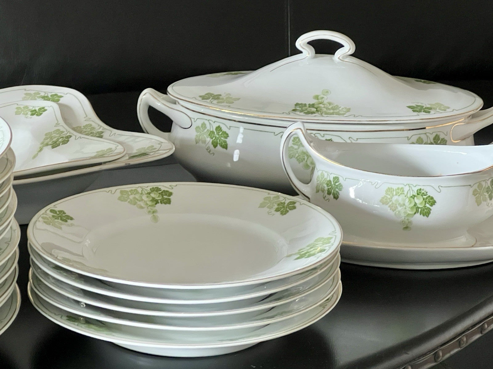Antik Jugendstil Porzellan Tafelservice 11 Pers.- Kästner Saxonia Weinranken