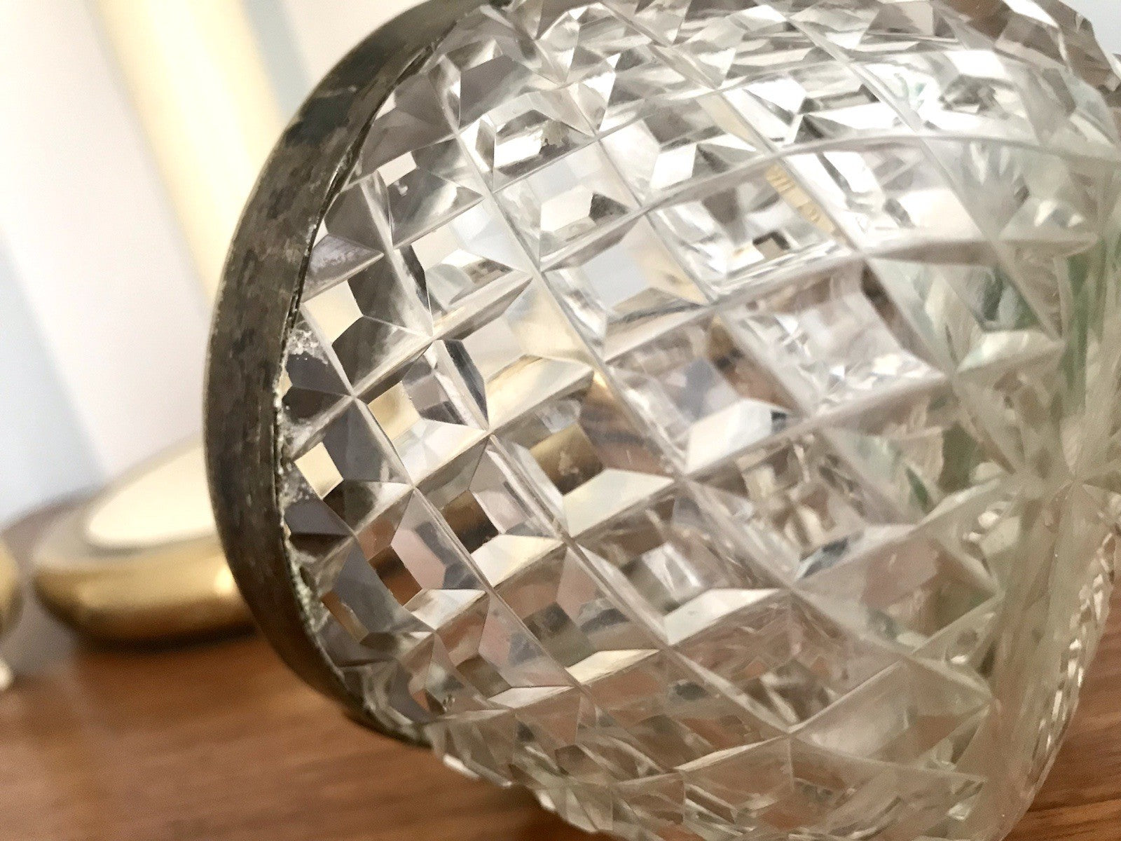 Antik Bonboniere Glasdose Dose Bleikristall edel Schliff Baccarat? versilbert