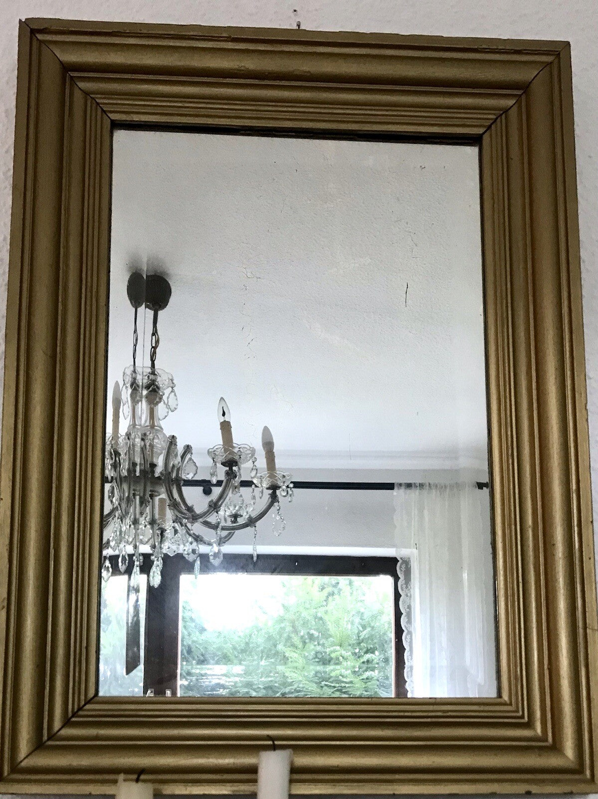 Antik Spiegel facettiert 1900-20 Jugendstil Art Déco Weichholz Wandspiegel gold