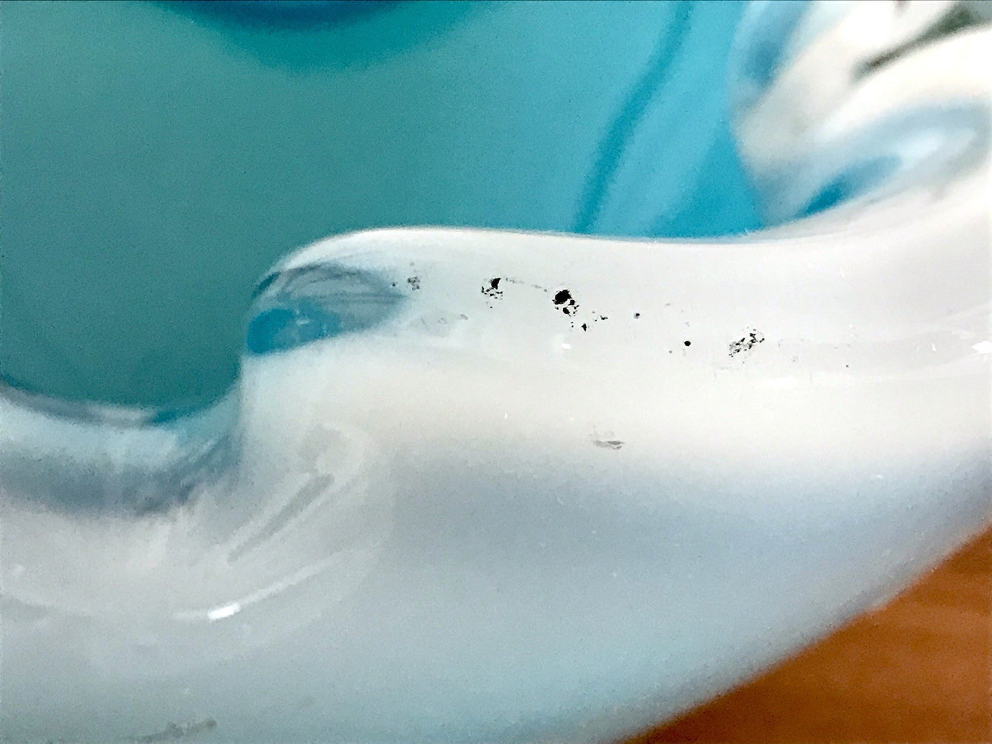 Vintage 60er Murano Glas Schale Barovier? türkis blau weiß edel