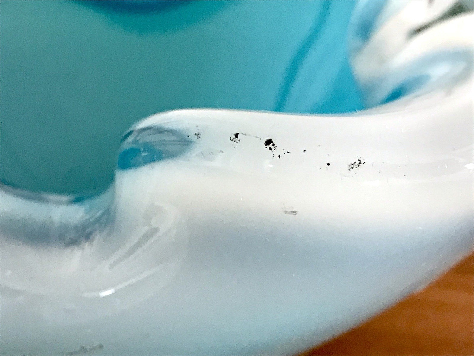 Vintage 60er Murano Glas Schale Barovier? türkis blau weiß edel